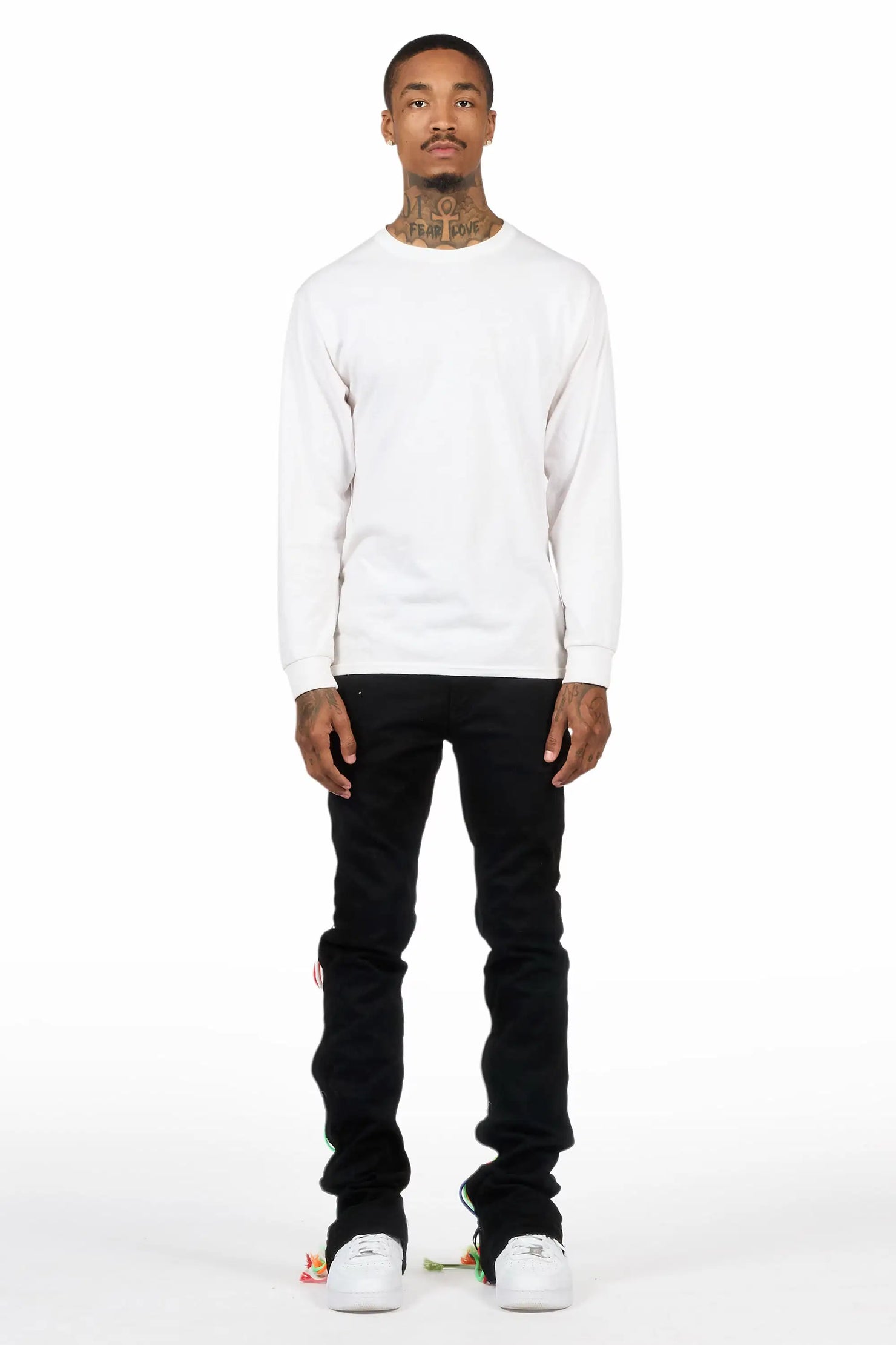 Otto Black/Multi Stacked Flare Jean