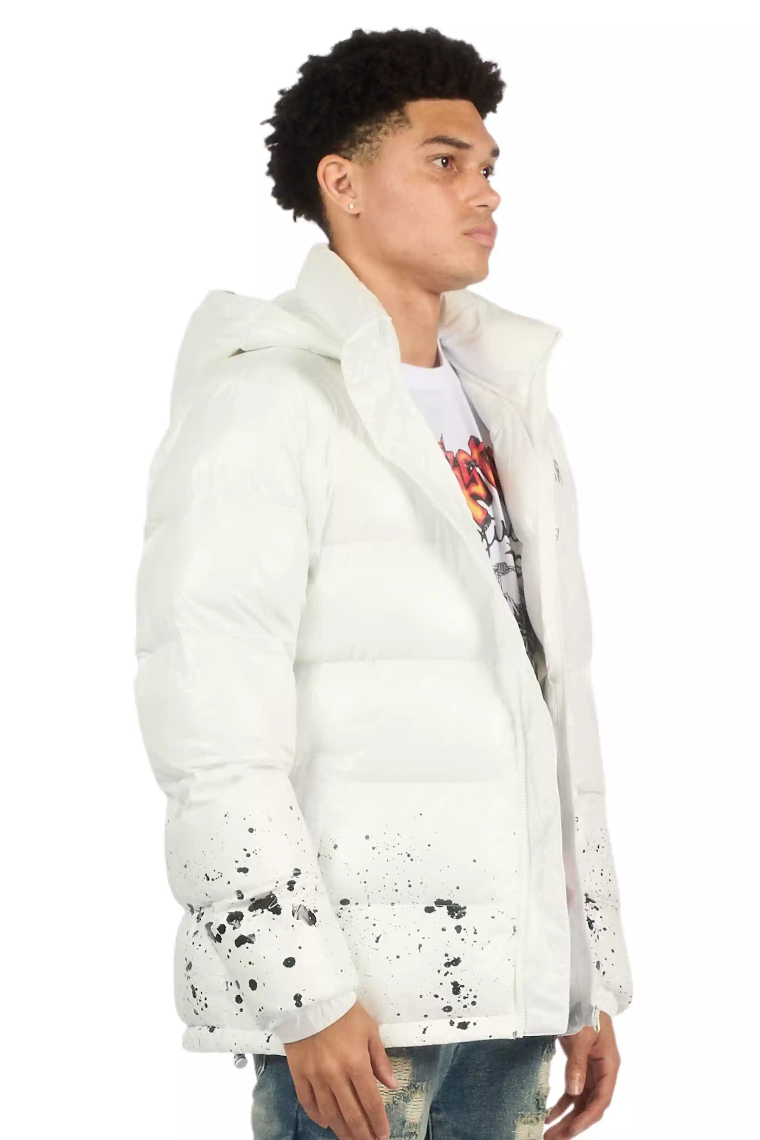 Raffer White Heavy Puffer Jacket
