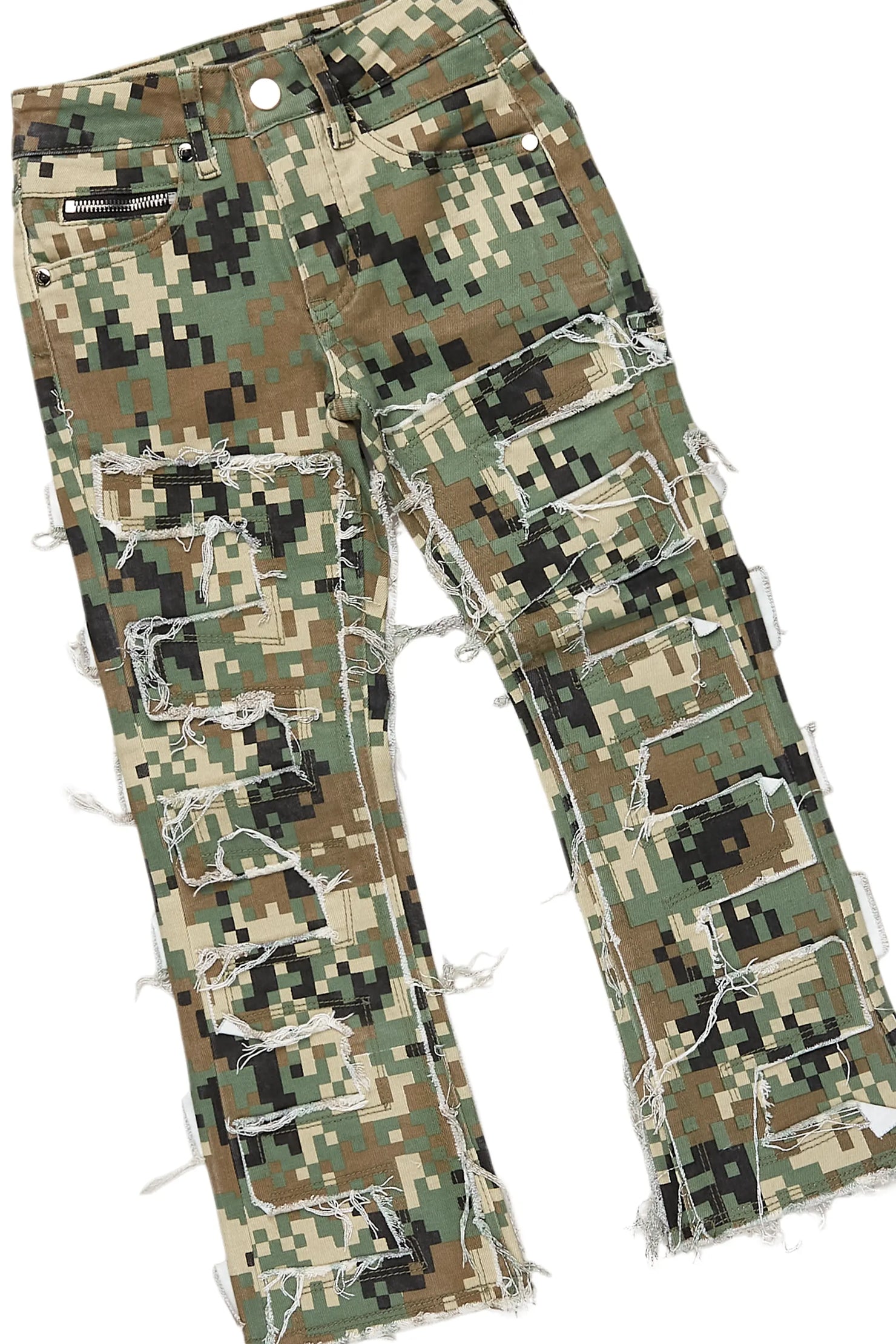 Boys Koen Digital Camo T-Shirt/Stacked Flare Jean Set