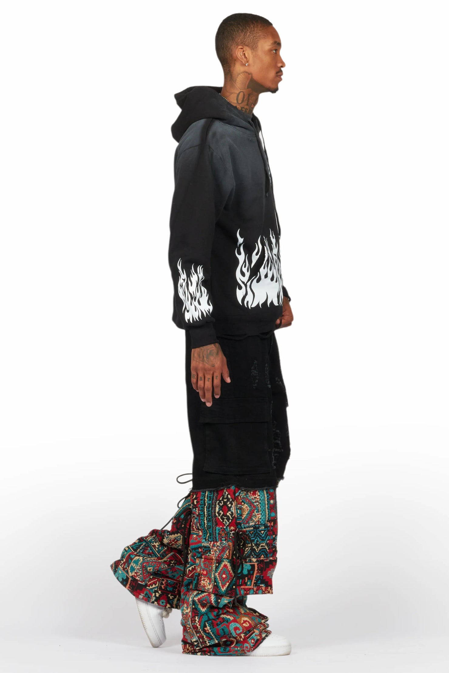 Baatar Jet Black Tapestry Baggy Fit Jean