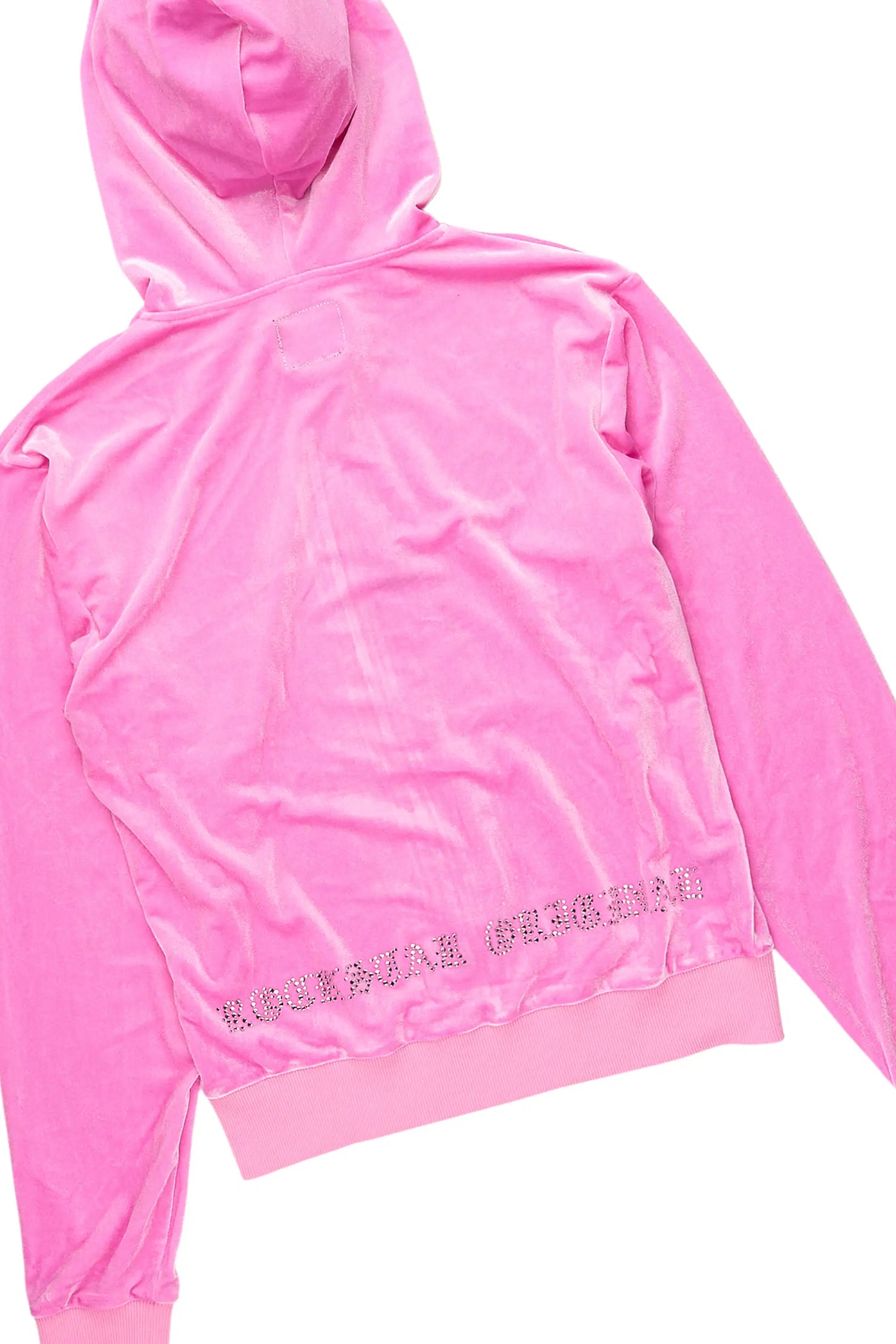 Doniqua Pink Rhinestone Velour Stacked Track Set