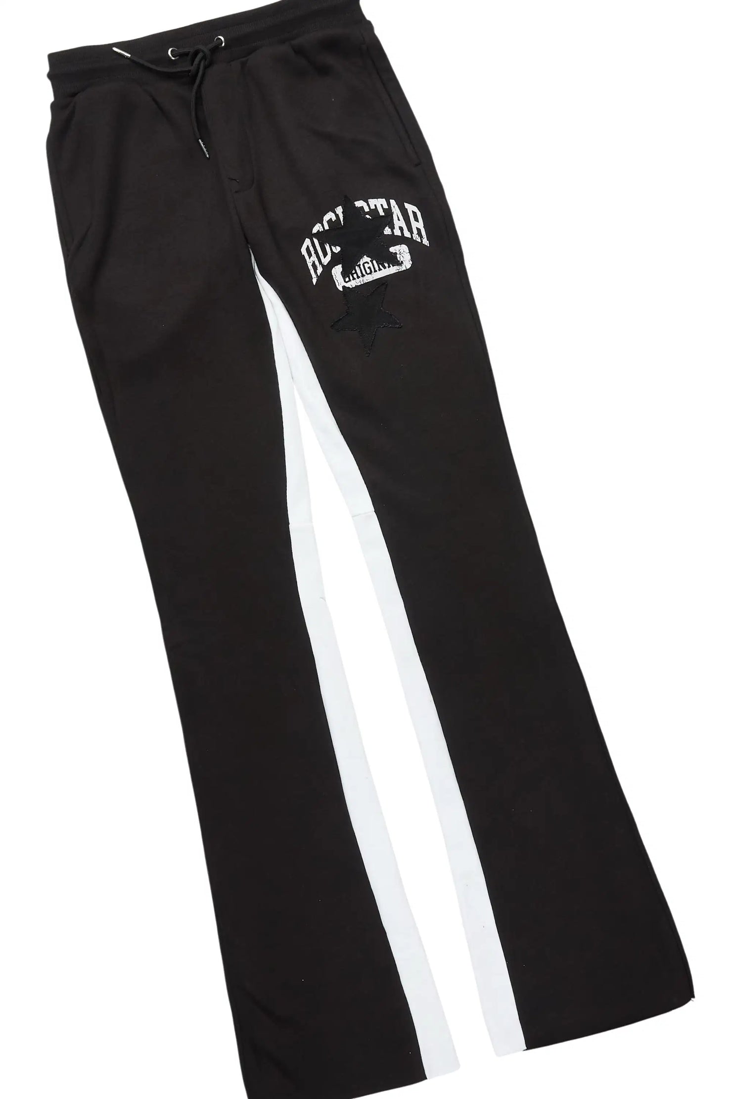 Mallor Black Hoodie Stacked Flare Track Set