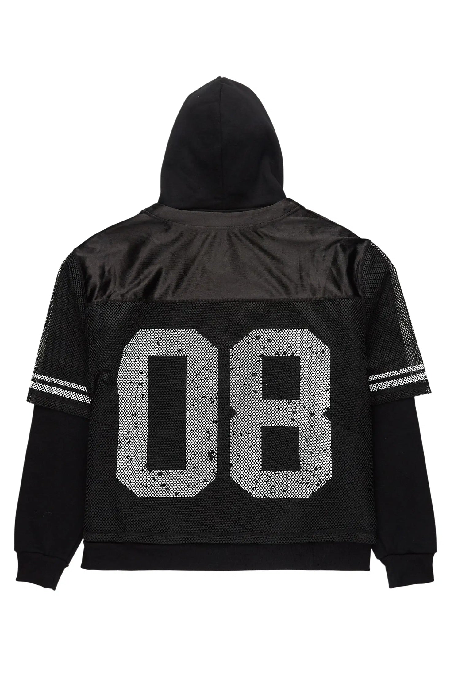 Syncamore Black/White Double Layer Graphic Jersey Hoodie