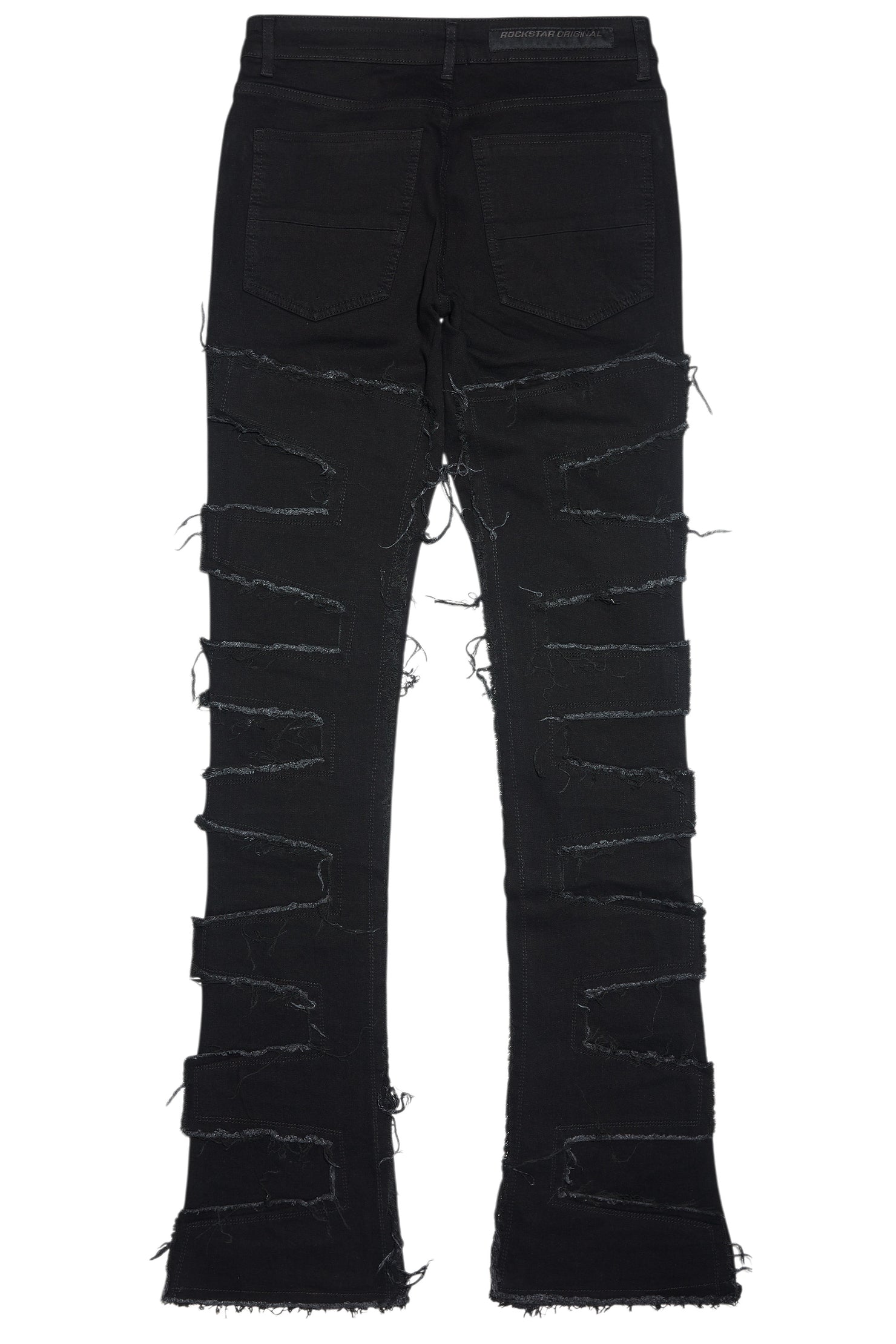 Shake Black Rhinestone Stacked Flare Jean