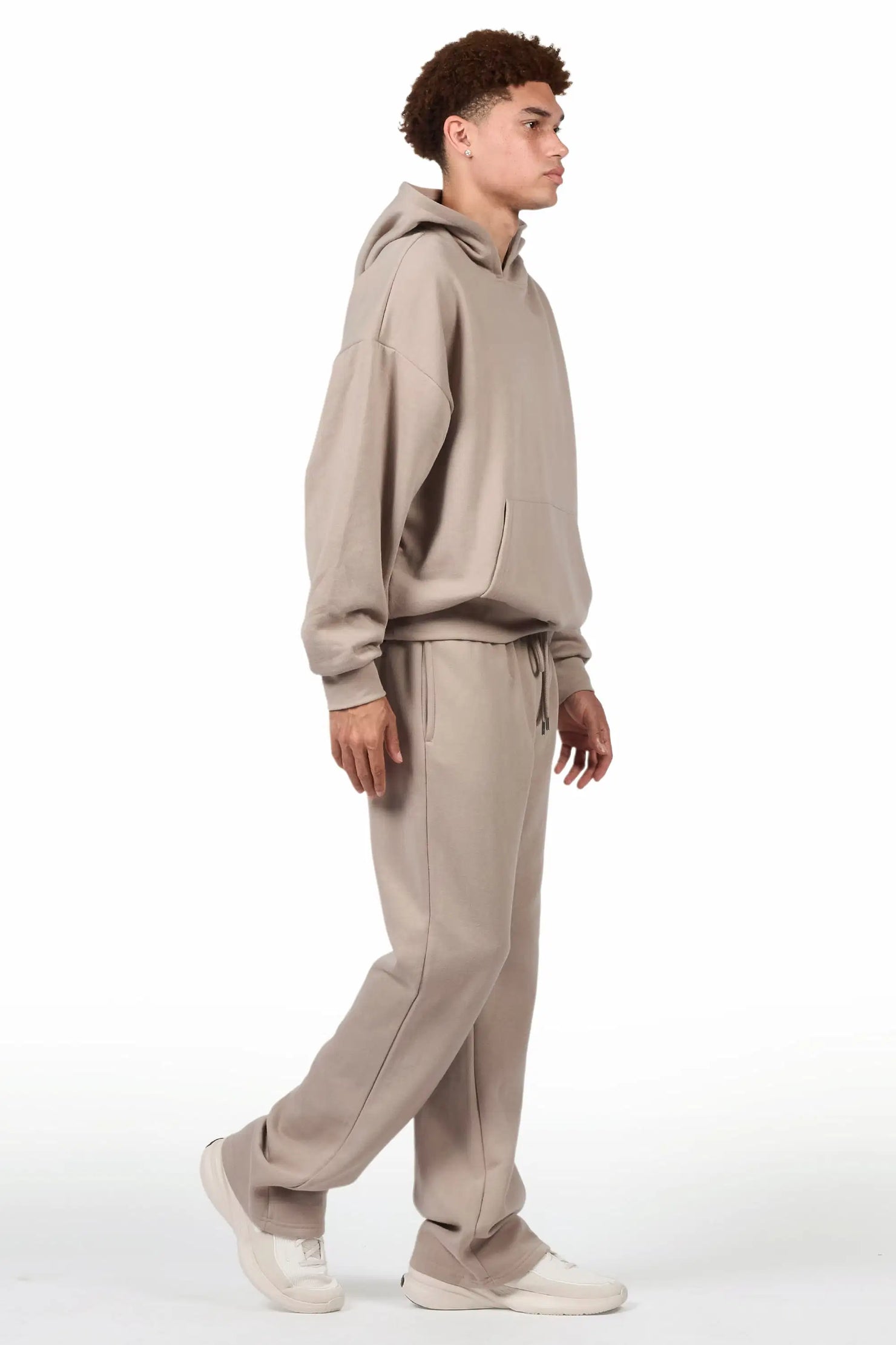 Basic Taupe Hoodie Relaxed Track Set