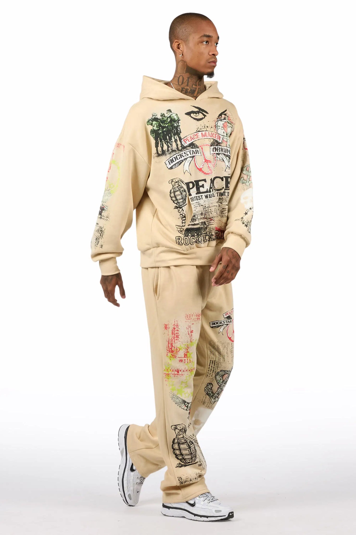 Seiko Beige Hoodie Baggy Track Set