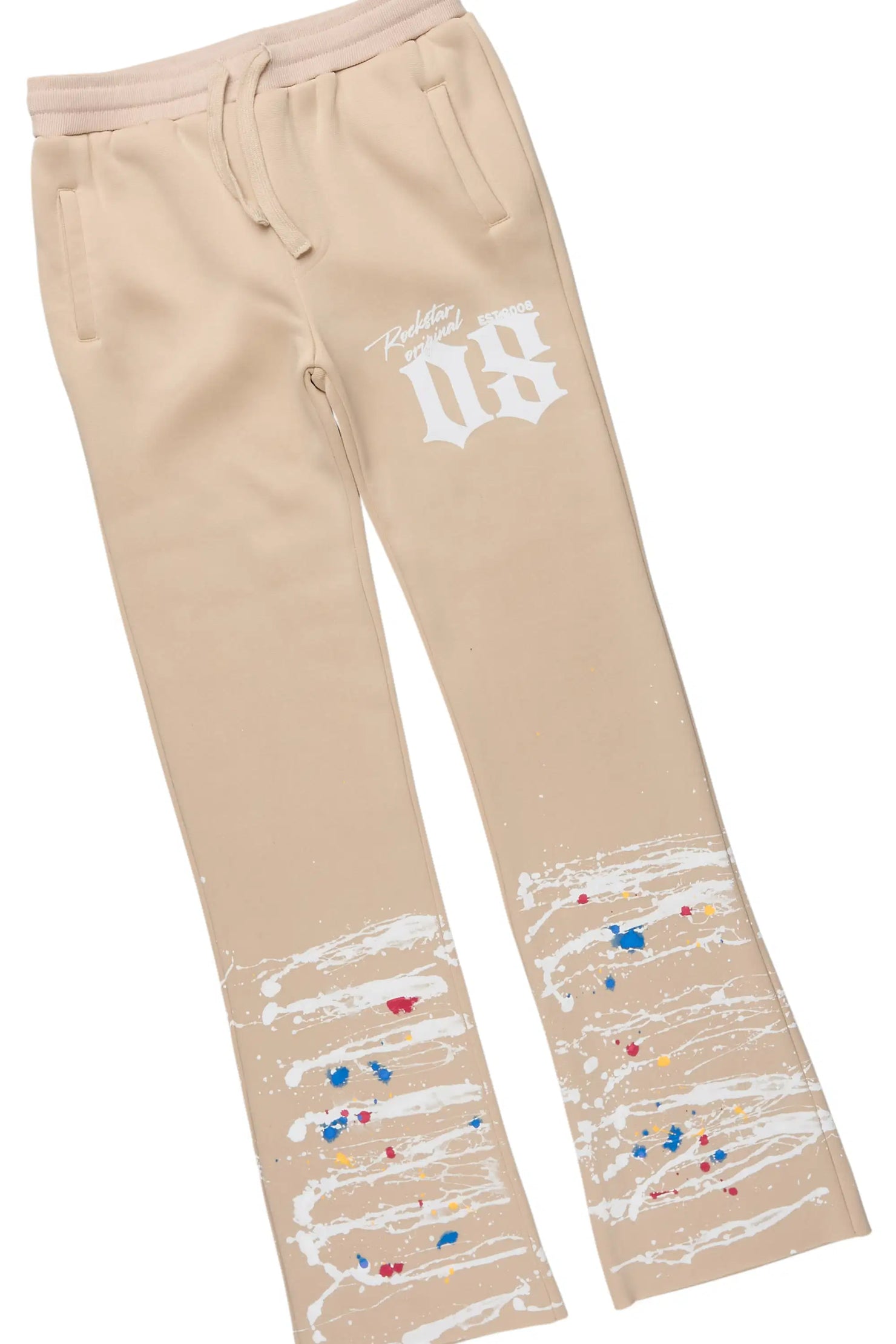 Boys Horia Beige Hoodie/Stacked Flare Track Set