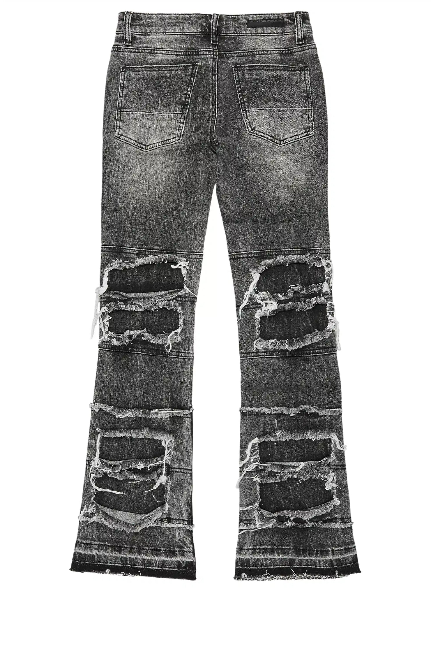 Boys Vasco Grey Stacked Flare Jean