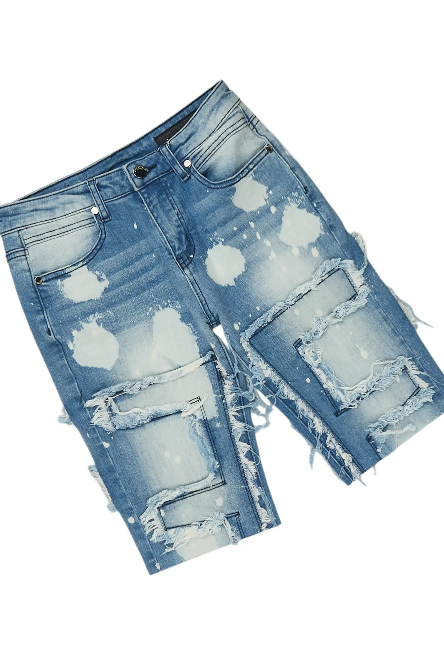 Boys Fieban Black/Blue Double Layer T-Shirt/Denim Short Set