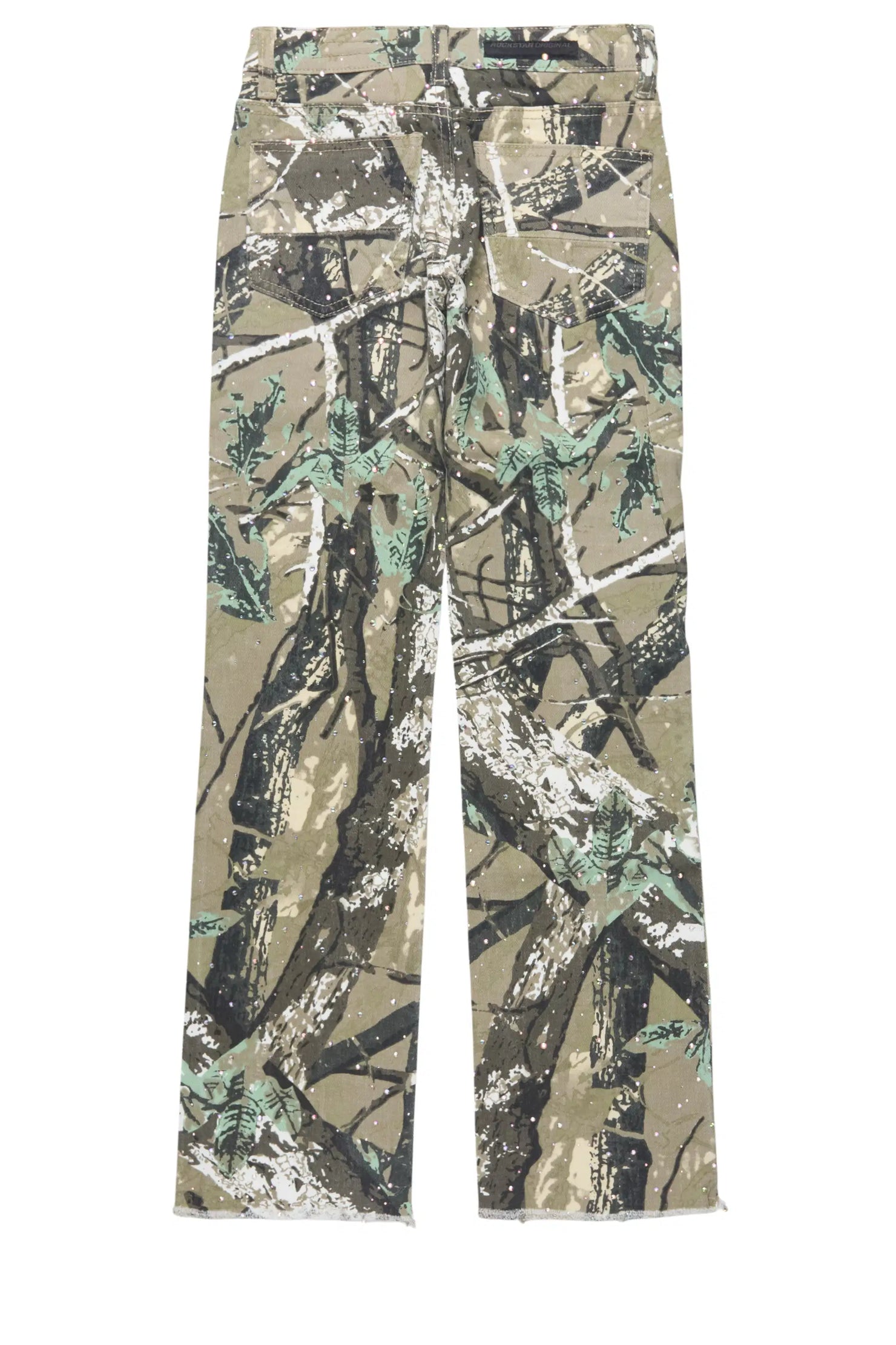 Girls Kelle Tree Camo Rhinestone Stacked Jean
