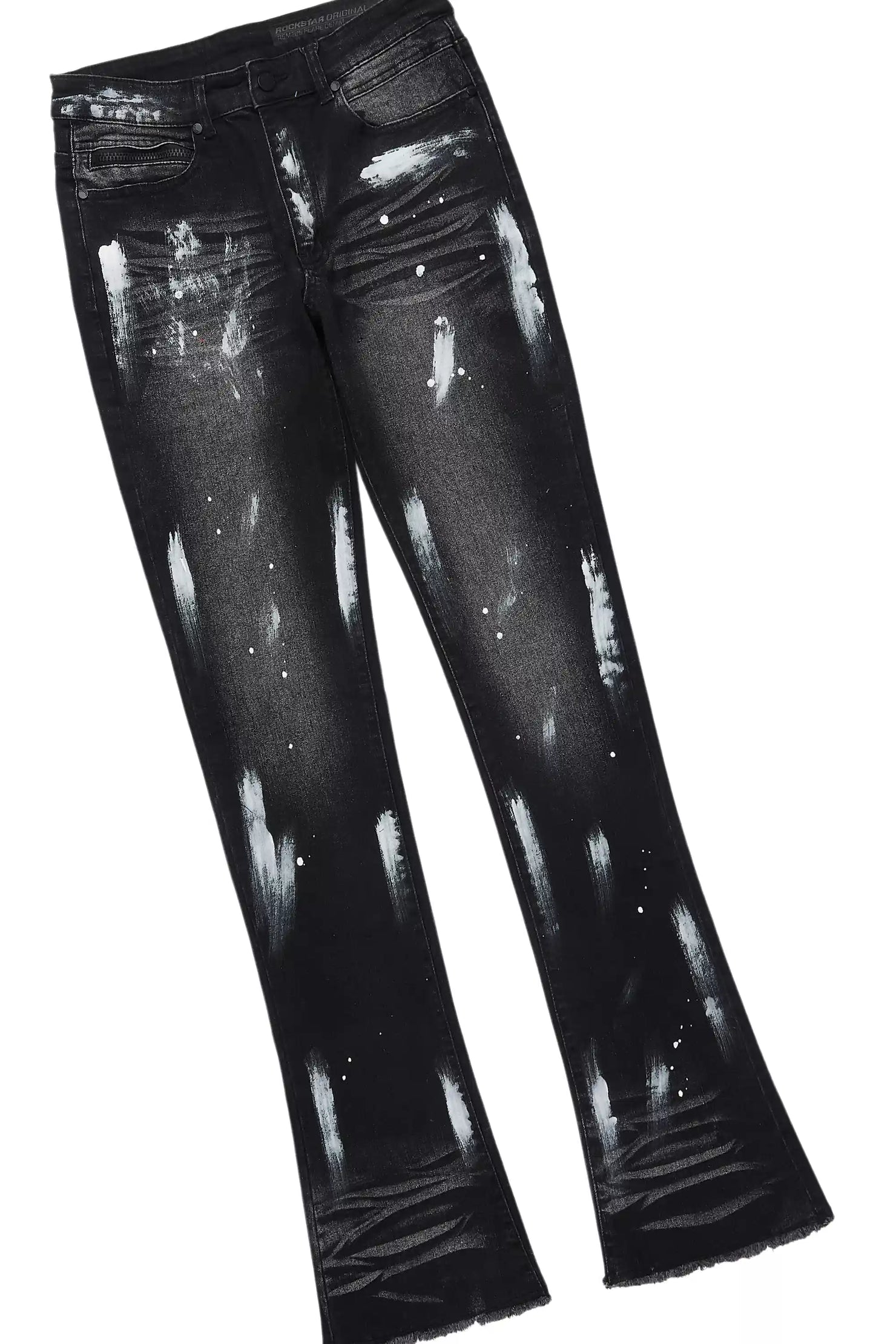 Amos Black T-Shirt/Painted Stacked Flare Jean