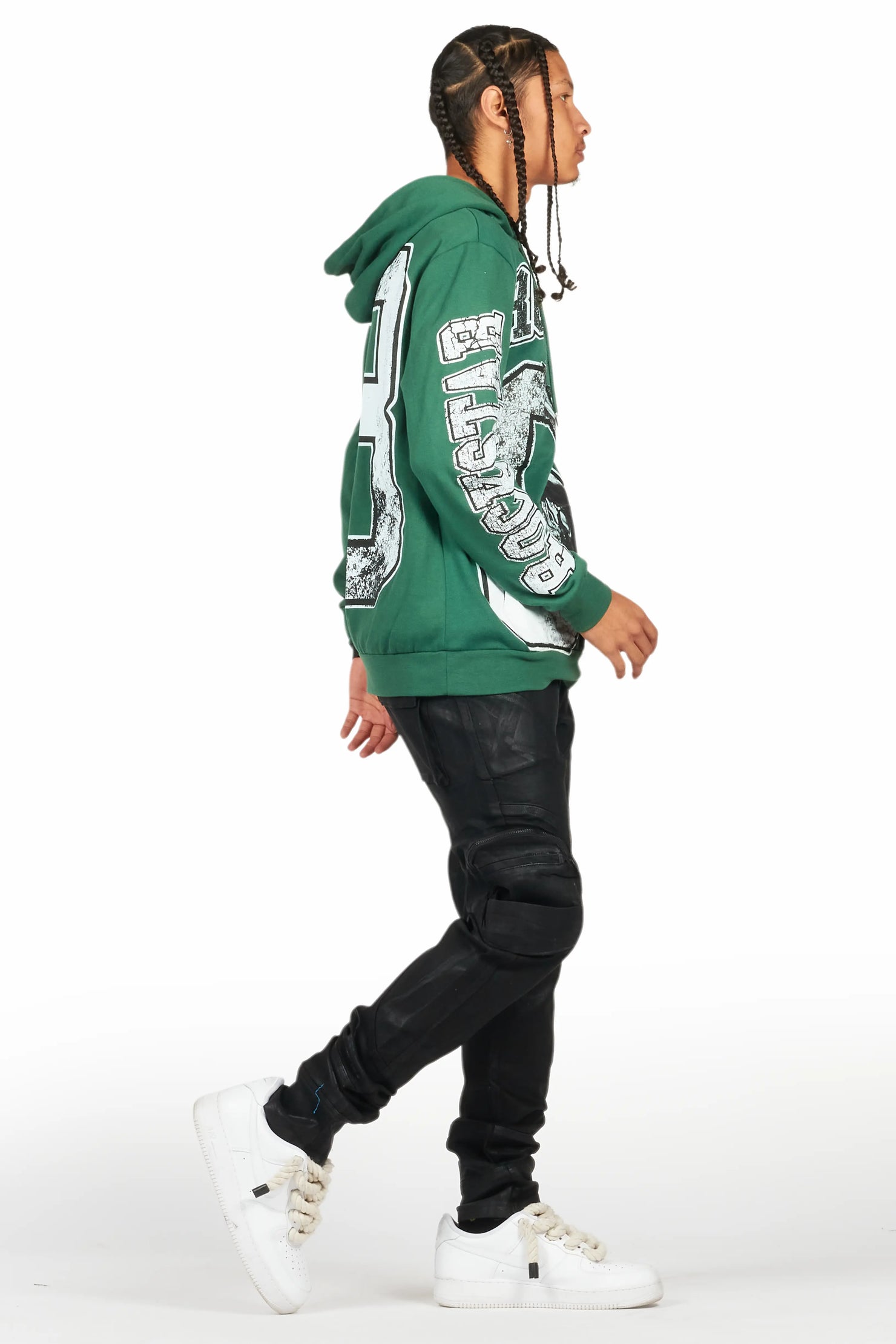 Fields Green Distressed Graphic Hoodie