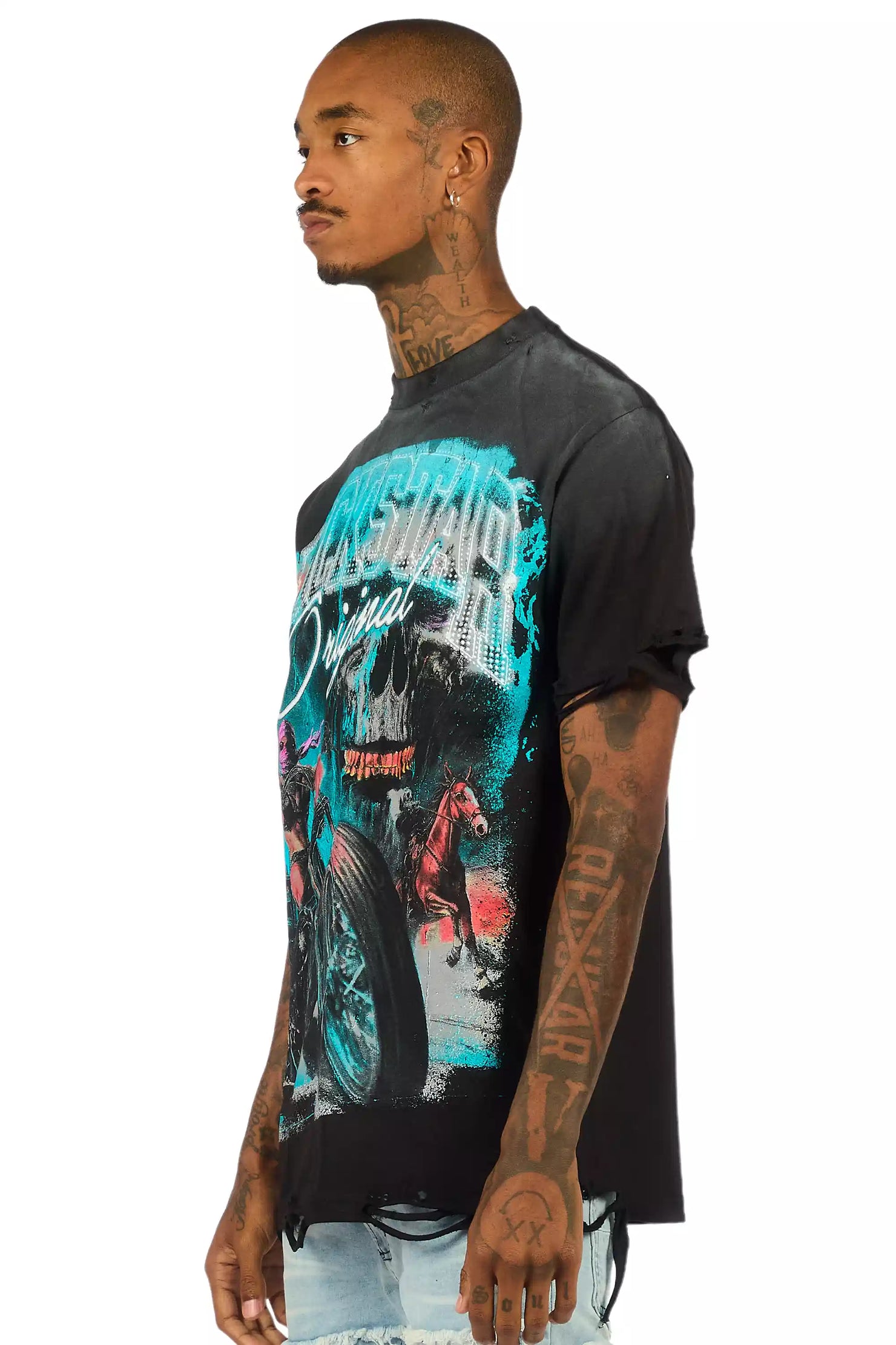 Trezion Black/Multi Oversized Graphic T-Shirt