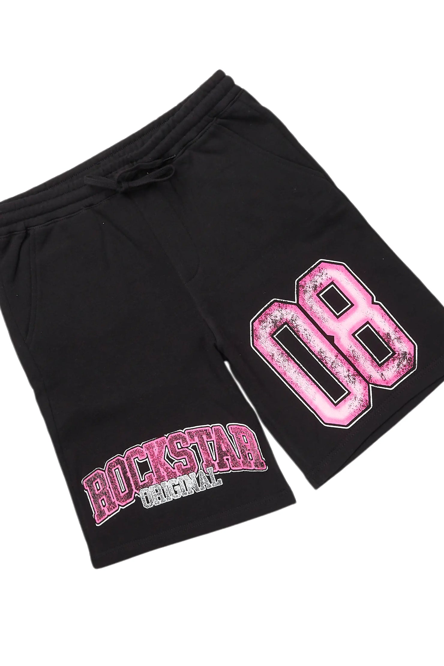 Fields Black/Pink Long Sleeve T-Shirt Short Set