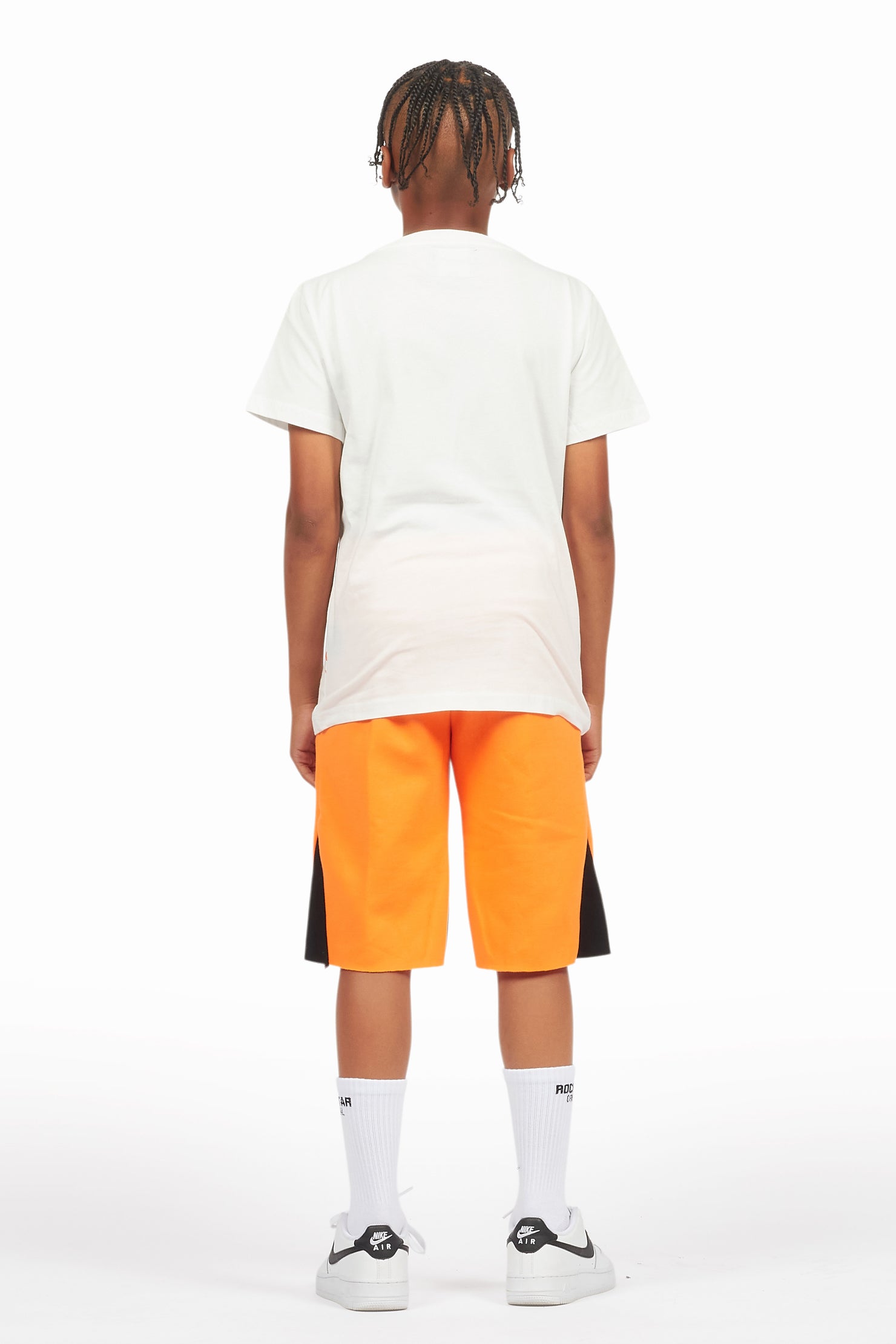 Boys Scottie White/Orange Short Set
