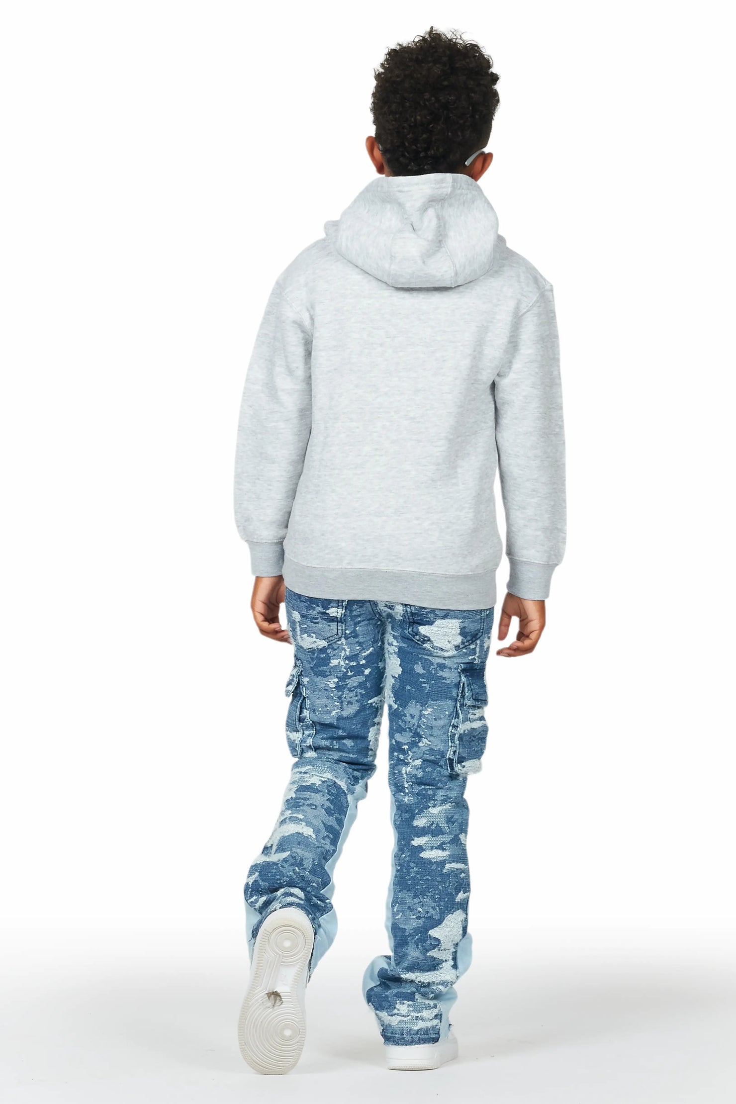 Boys Yooz Grey Hoodie/Stacked Flare Jean Set