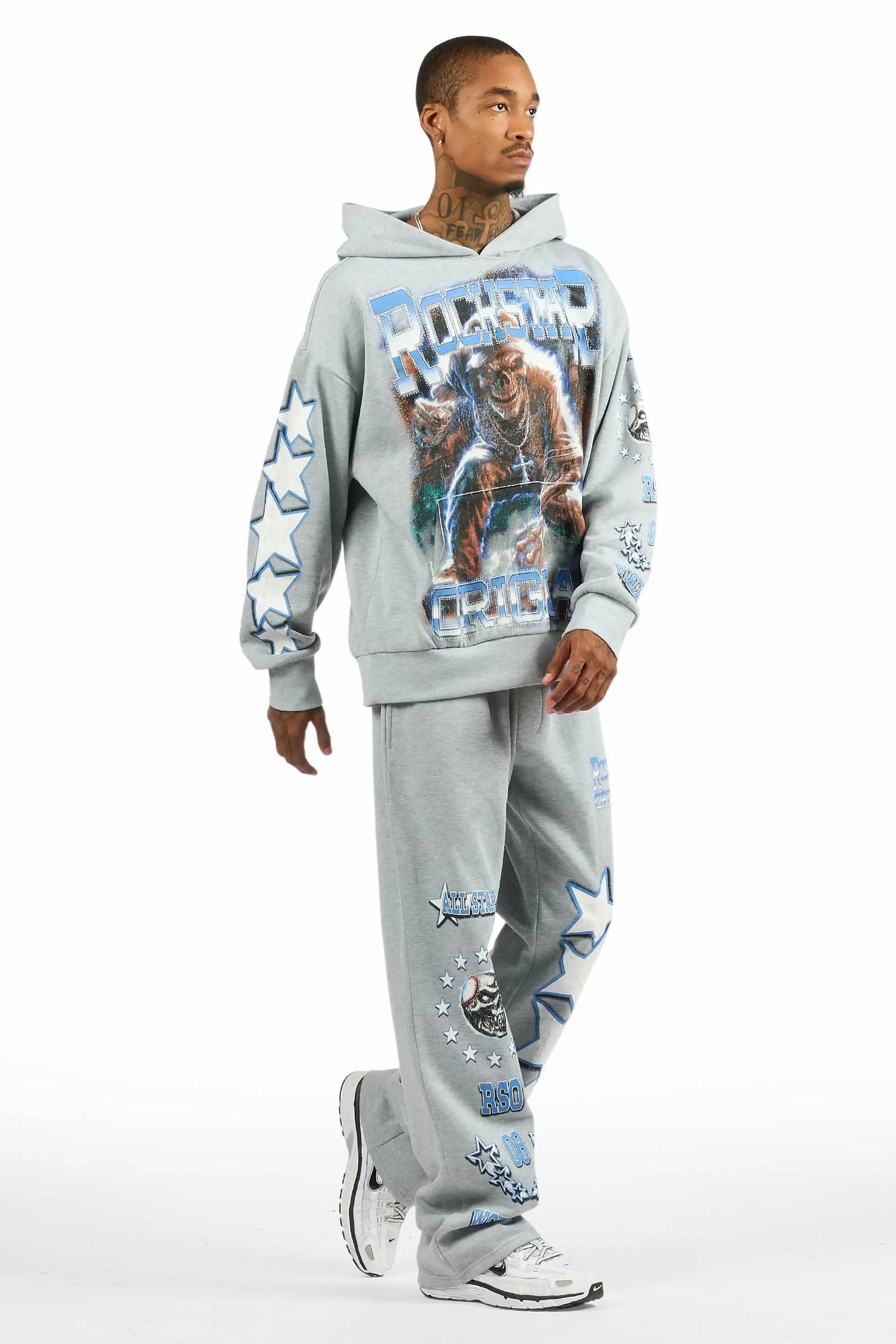 Marxe Heather Grey Hoodie/Baggy Pant Track Set