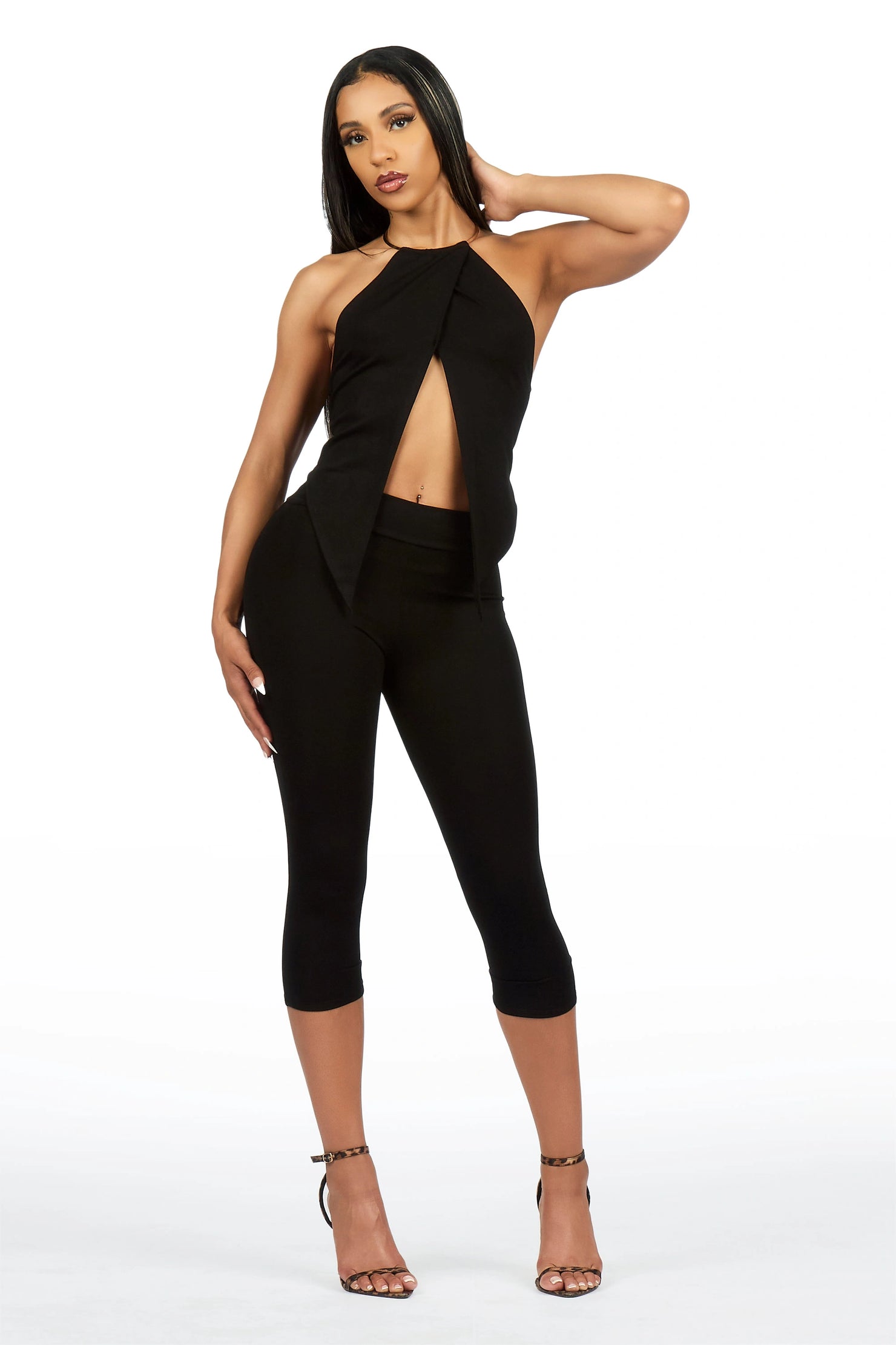 Fly-aay Black 2 pc Capri Set