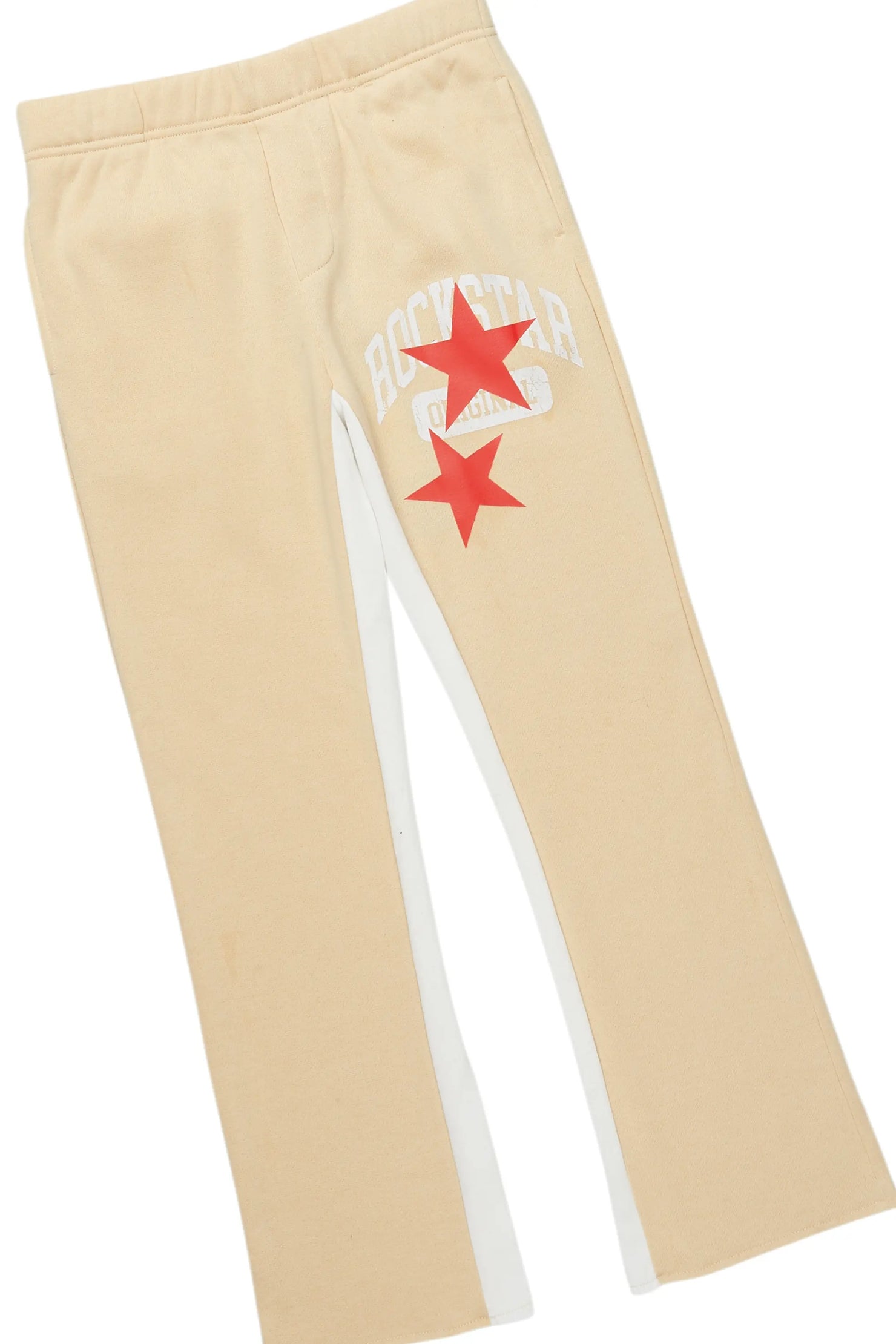 Boys States Beige Stacked Hoodie Track Set