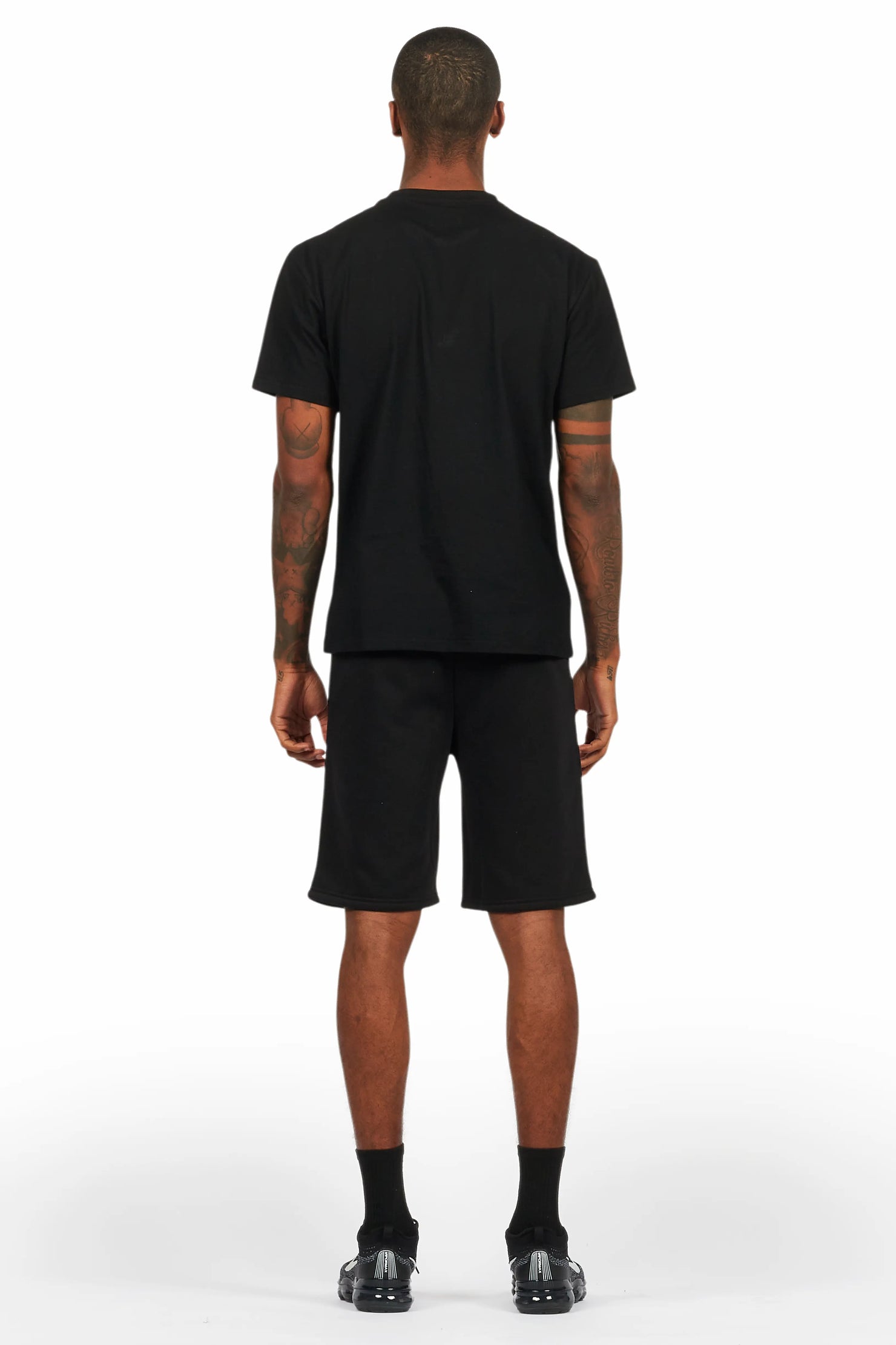 Bellamy Black/Red Rhinestone Tee Short Set