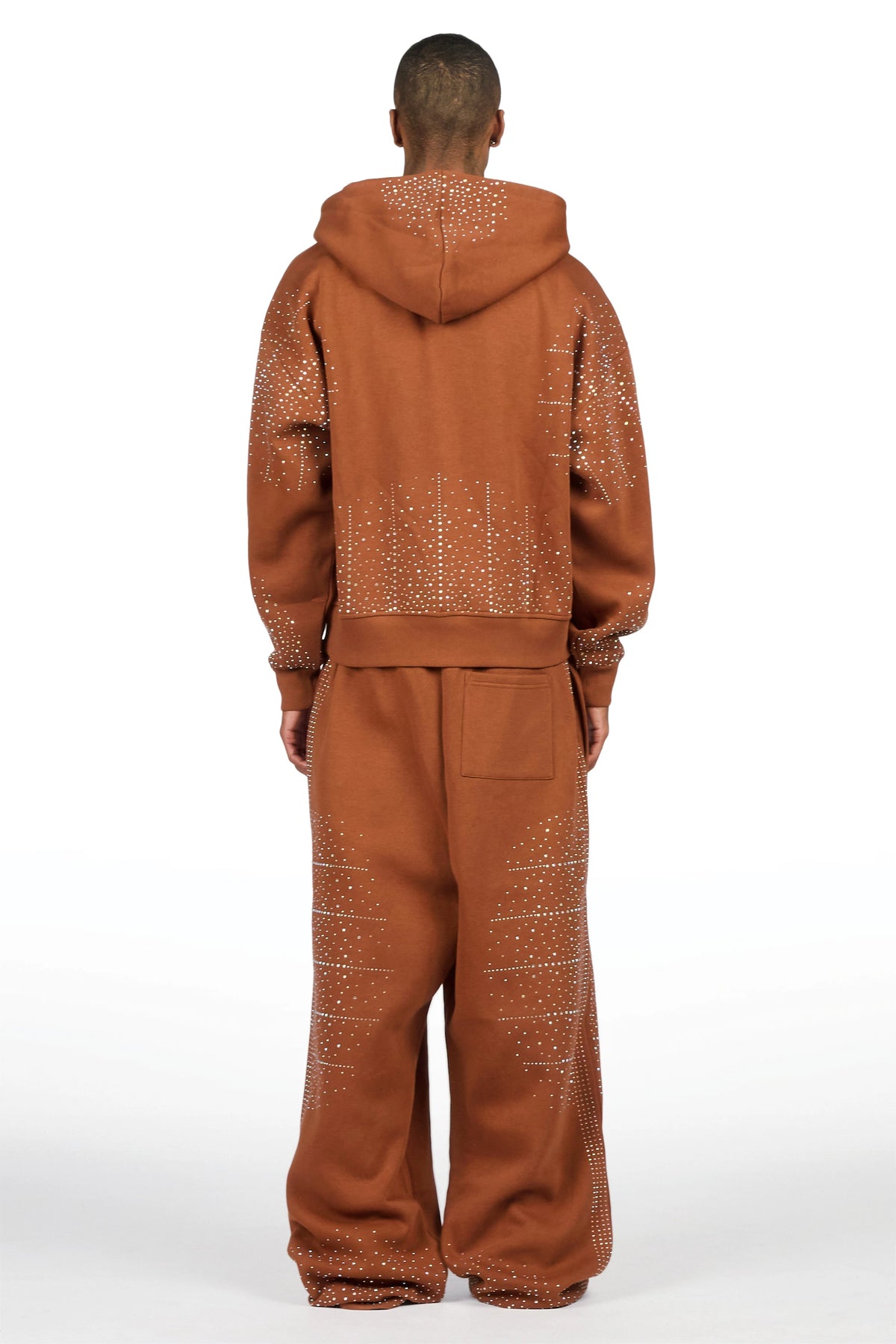 Eoghan Brown Rhinestone Hoodie/Baggy Pant Track Set