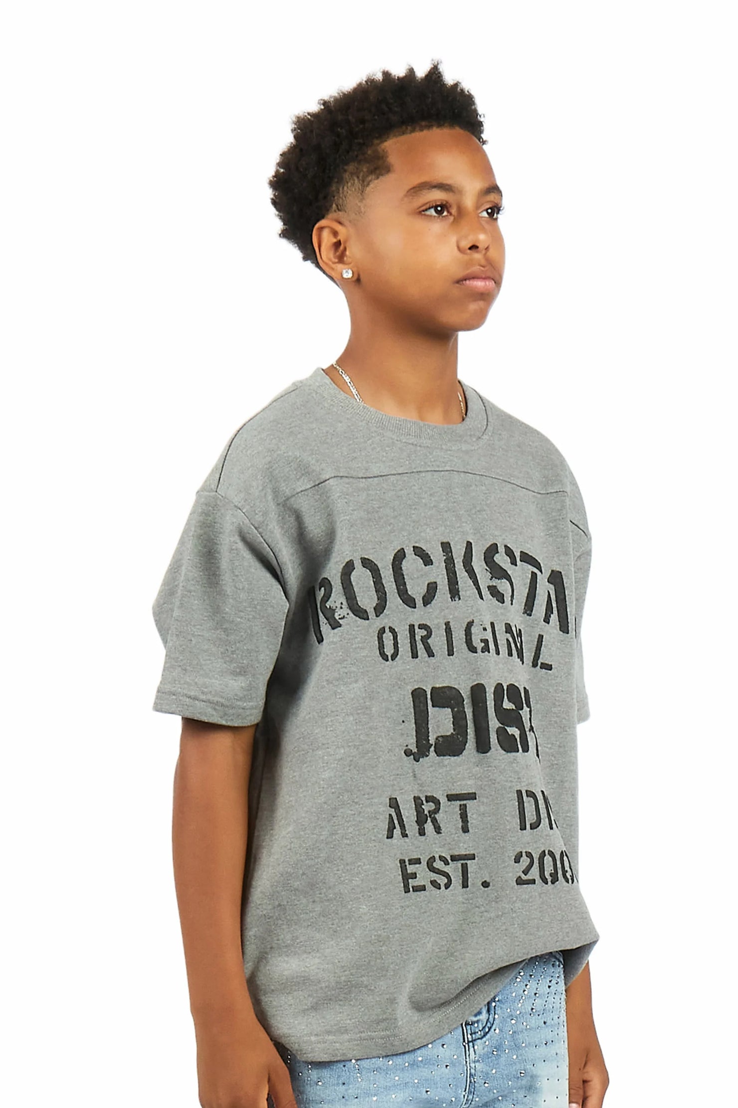 Boys Quin Heather Grey French Terry T-Shirt