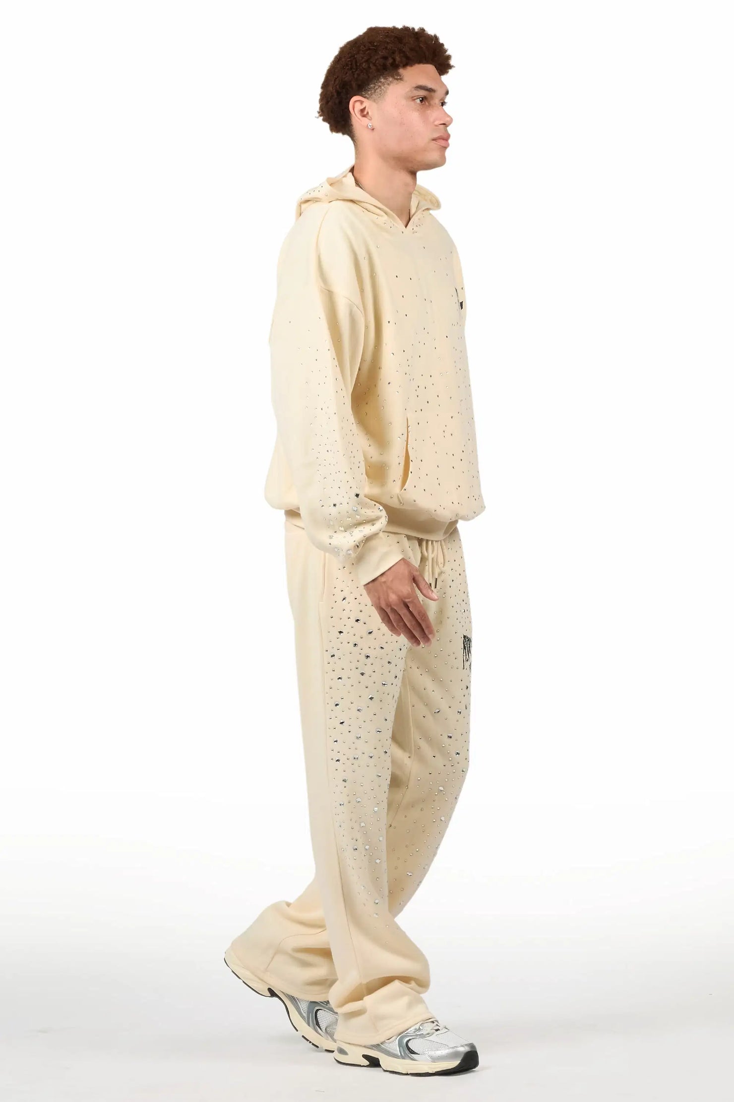 Twinkle Sand Rhinestone Hoodie Relaxed Track Set