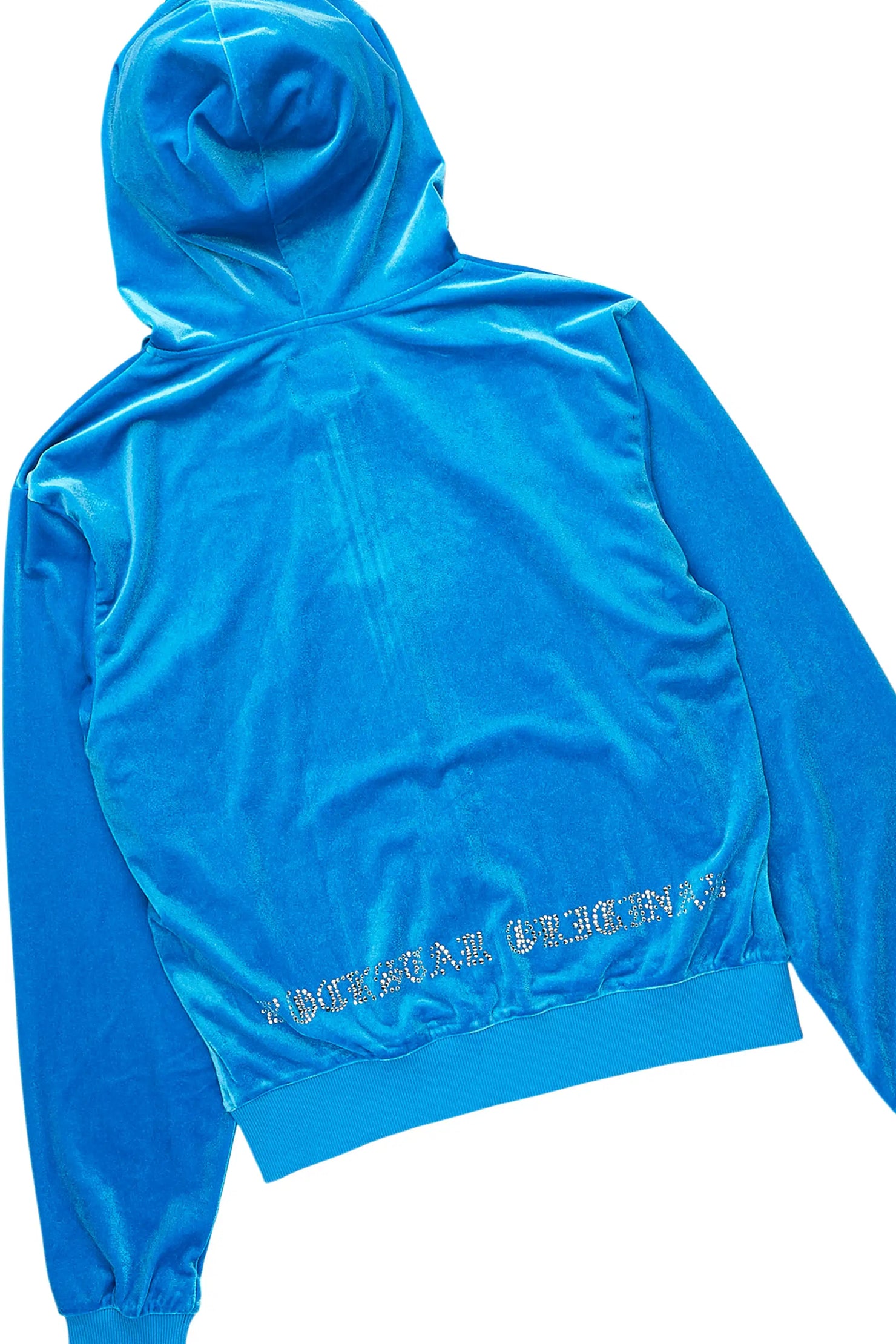 Doniqua Blue Rhinestone Velour Stacked Track Set