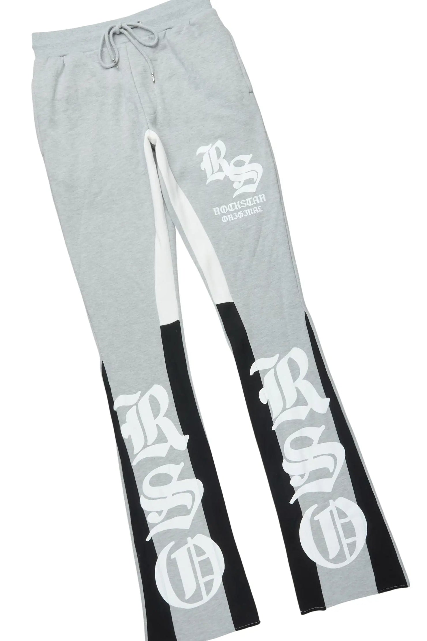 Hedeon Heather Grey/White Hoodie/Stacked Flare Track Set