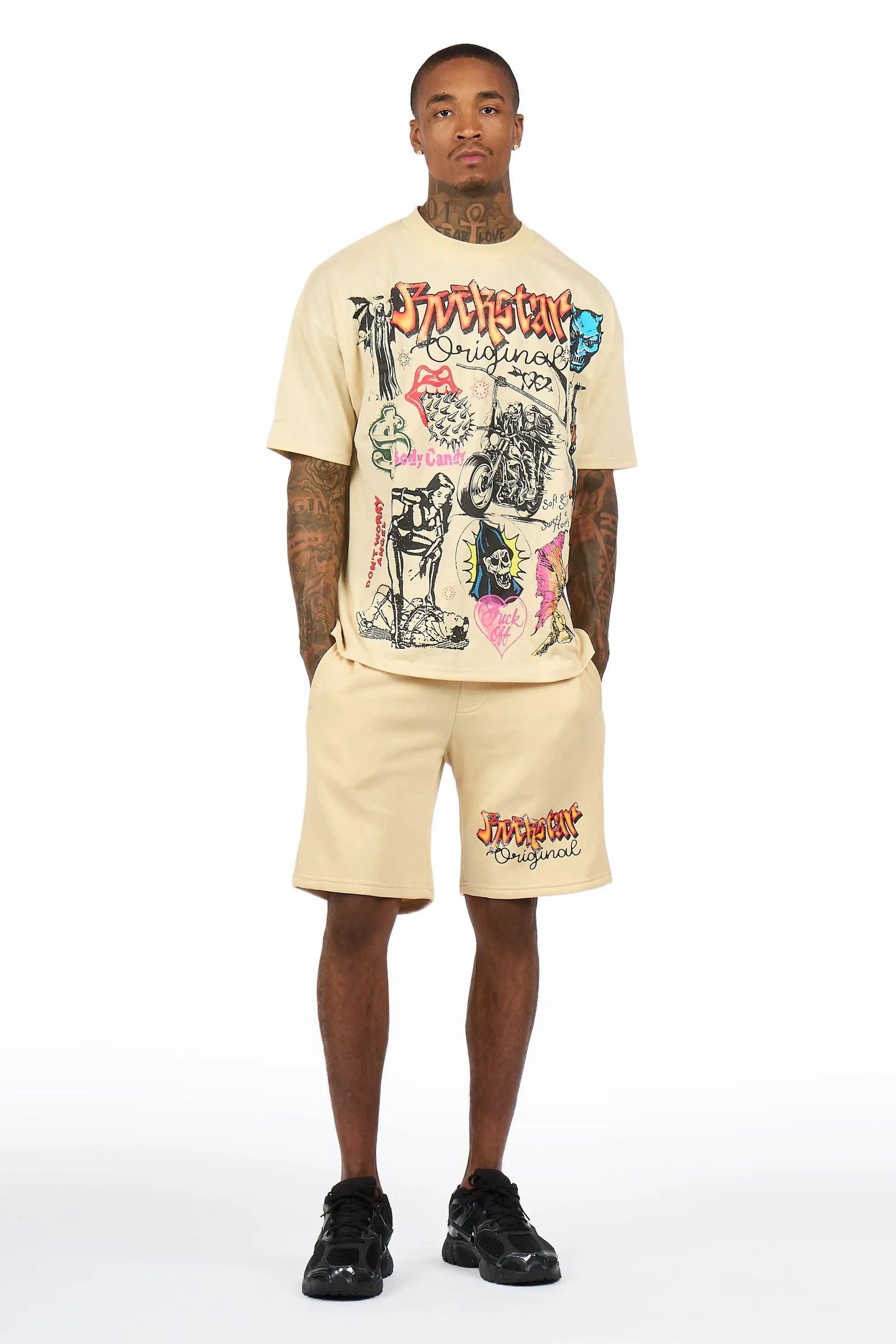 Shoota Beige/Black Short Set