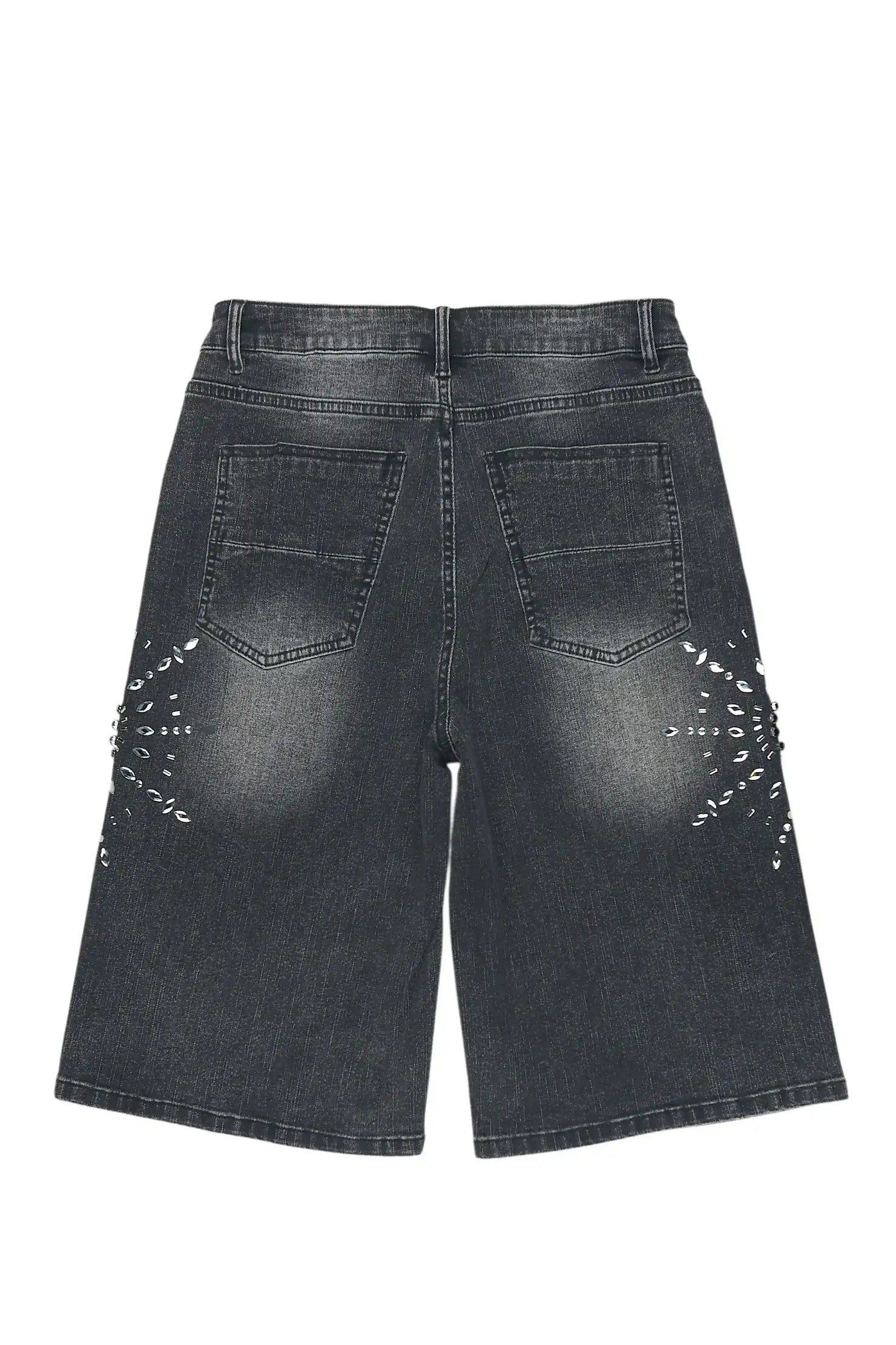 Tryst Black Rhinestone Denim Short