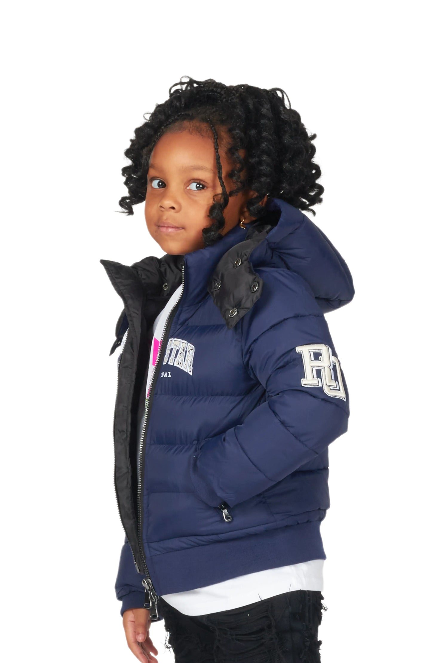 Girls Bronia Navy Puffer Jacket