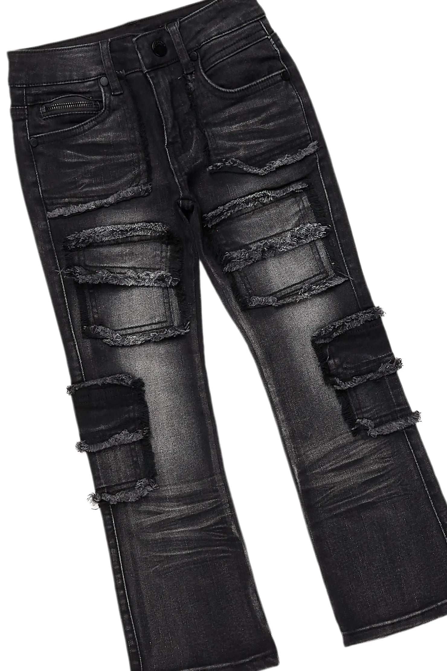 Boys All Eyes Vintage Grey Hoodie/Stacked Flare Jean Set