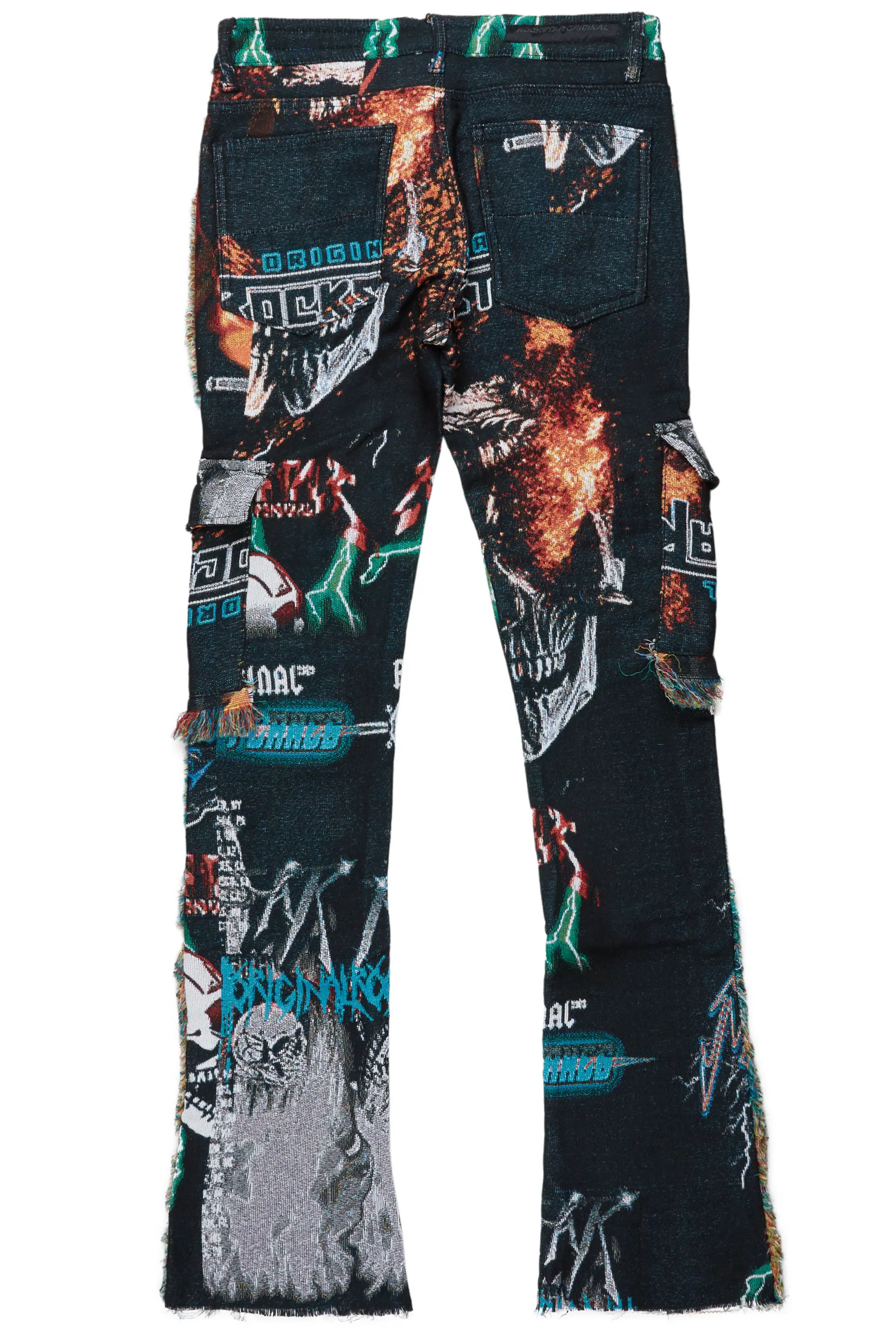 Zarin Black/ Multi Tapestry Stacked Flare Jean