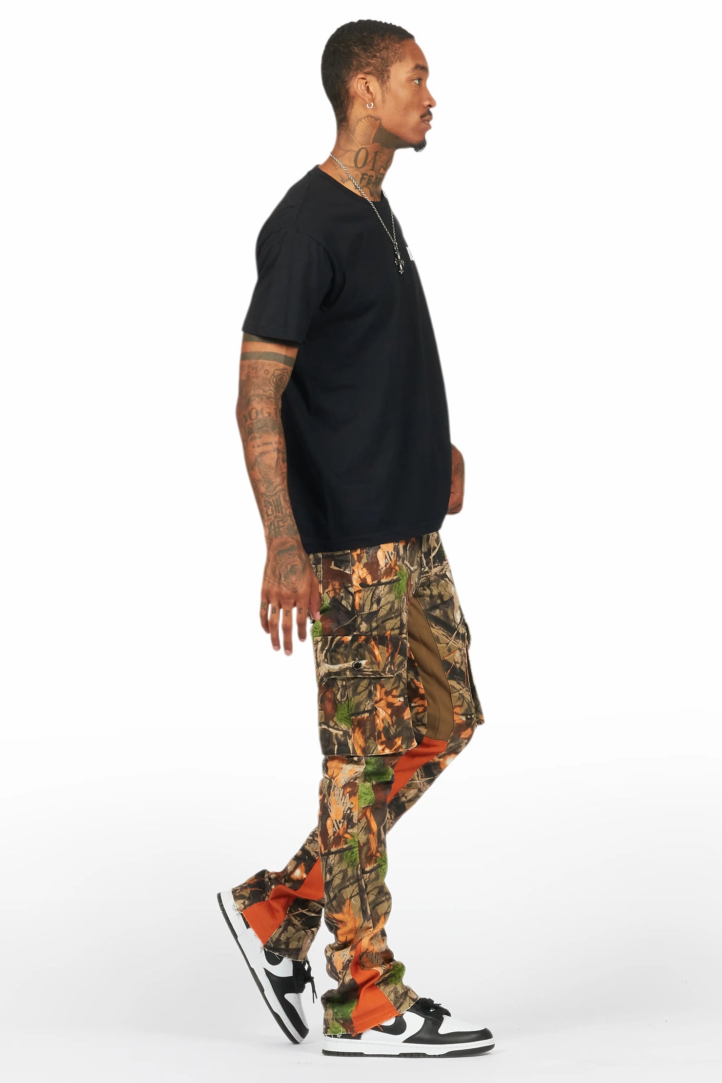 Rolan Orange Tree Camo Stacked Flare Jean