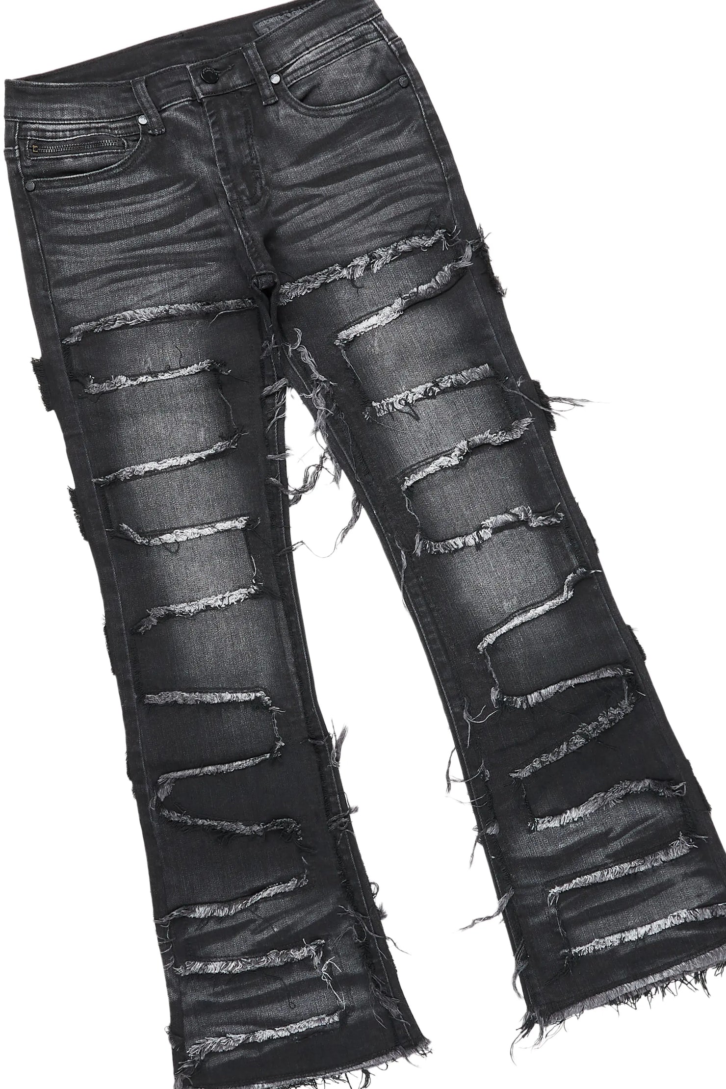 Girls Melanie Pink Hoodie/Stacked Flare Jean Set