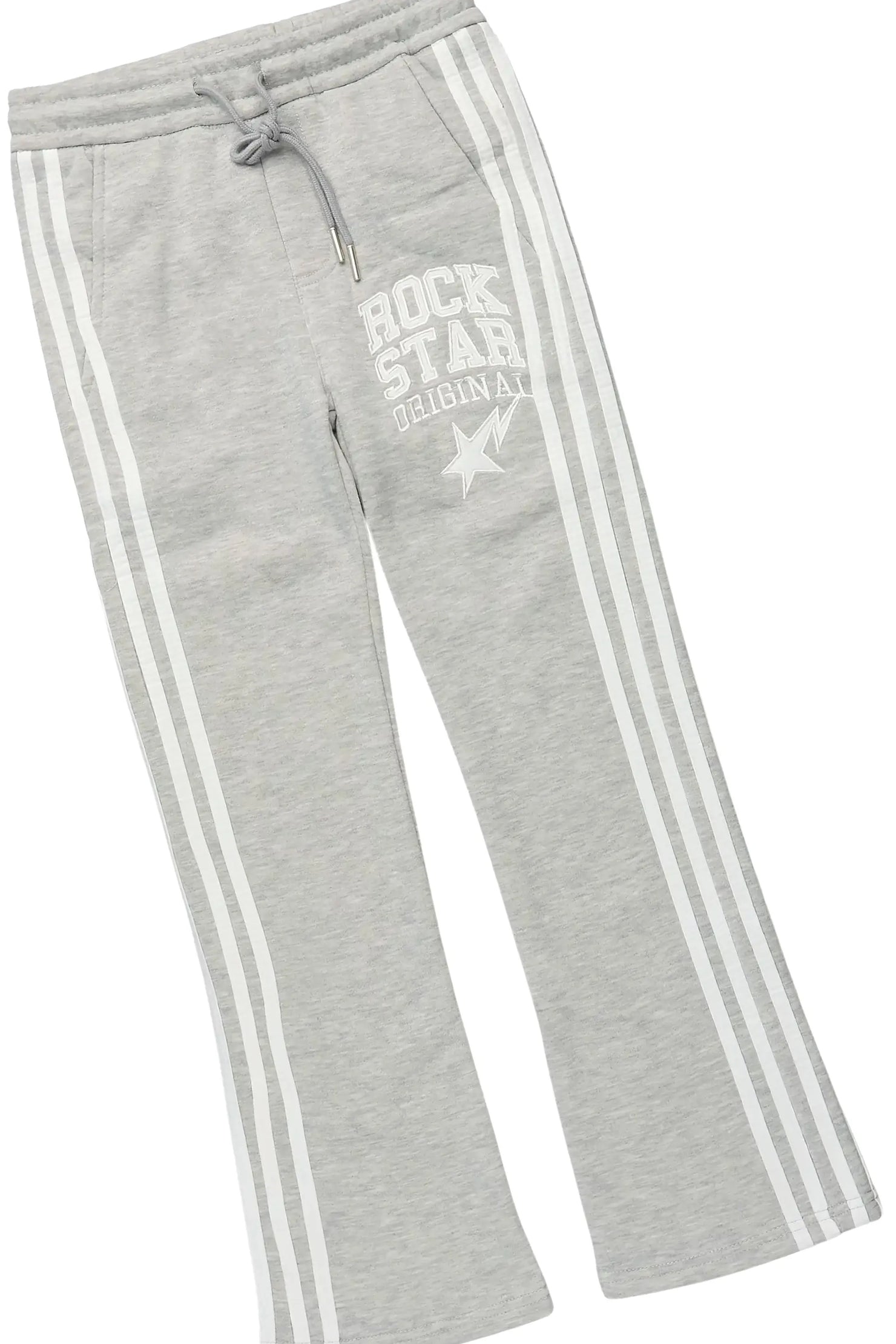 Boys Korrit White/Grey T-Shirt Stacked Pant Set