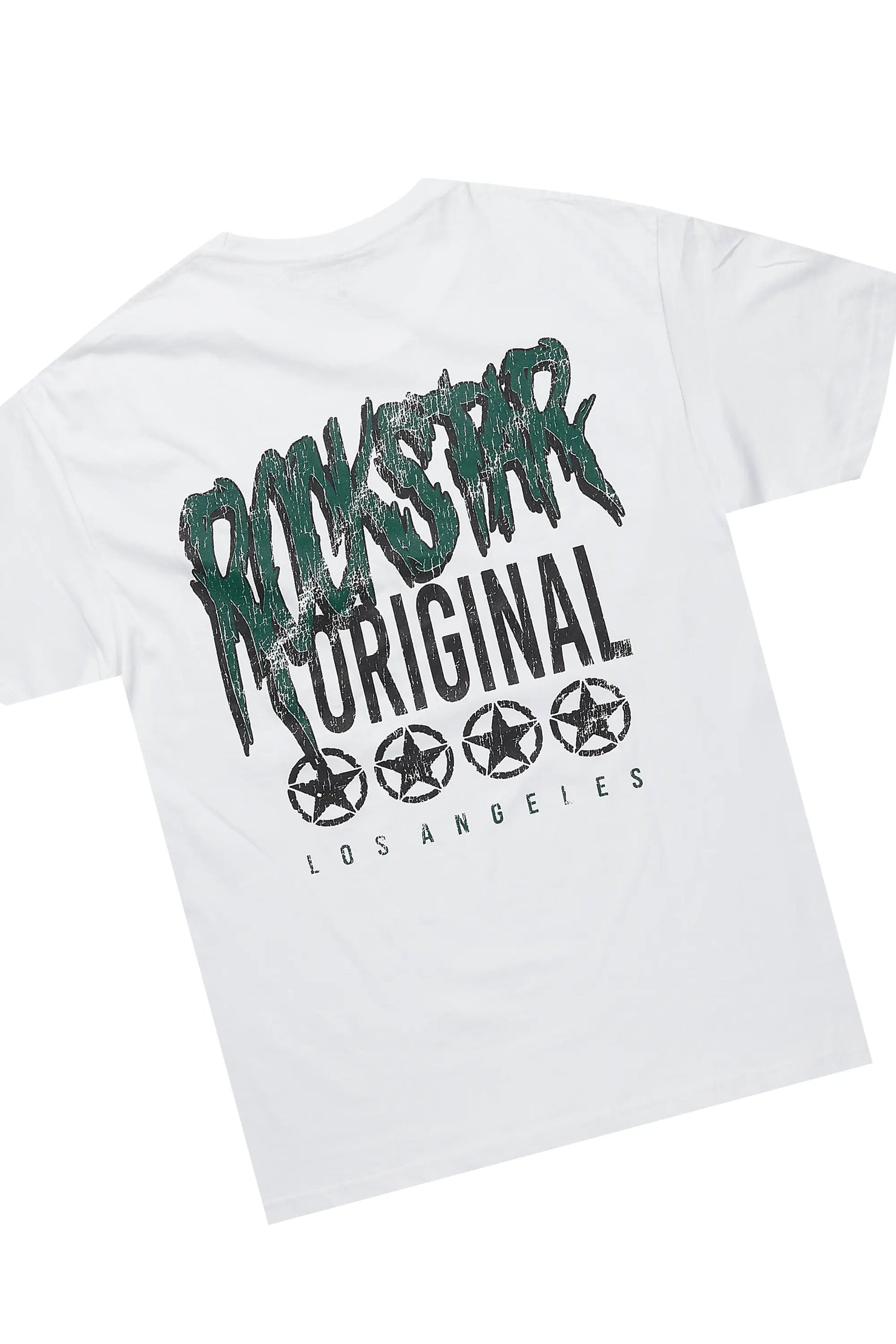 Wizzurd White/Green T-Shirt/Stacked Baggy Track Pant Set