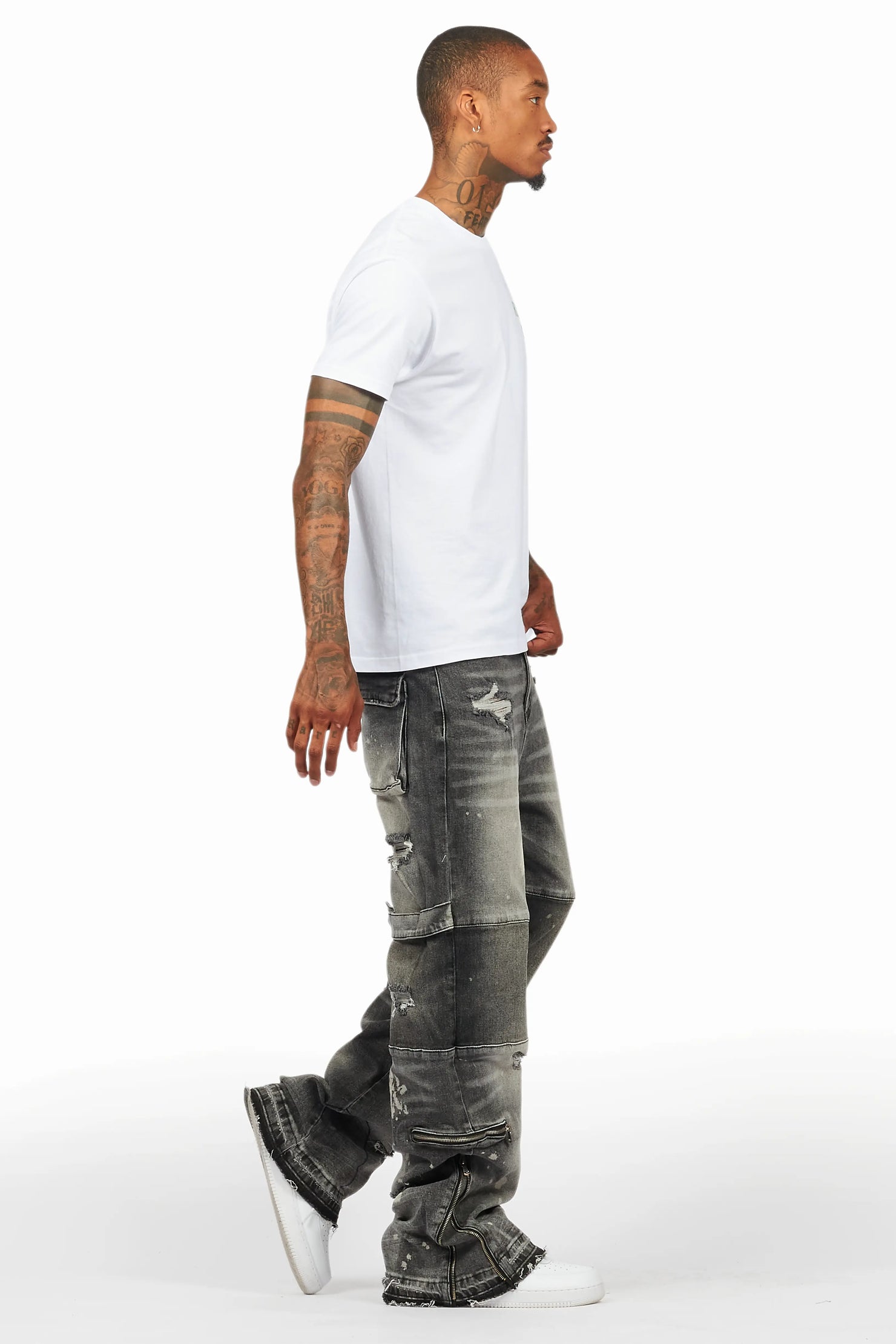 Grib Grey Bleach Baggy Jean