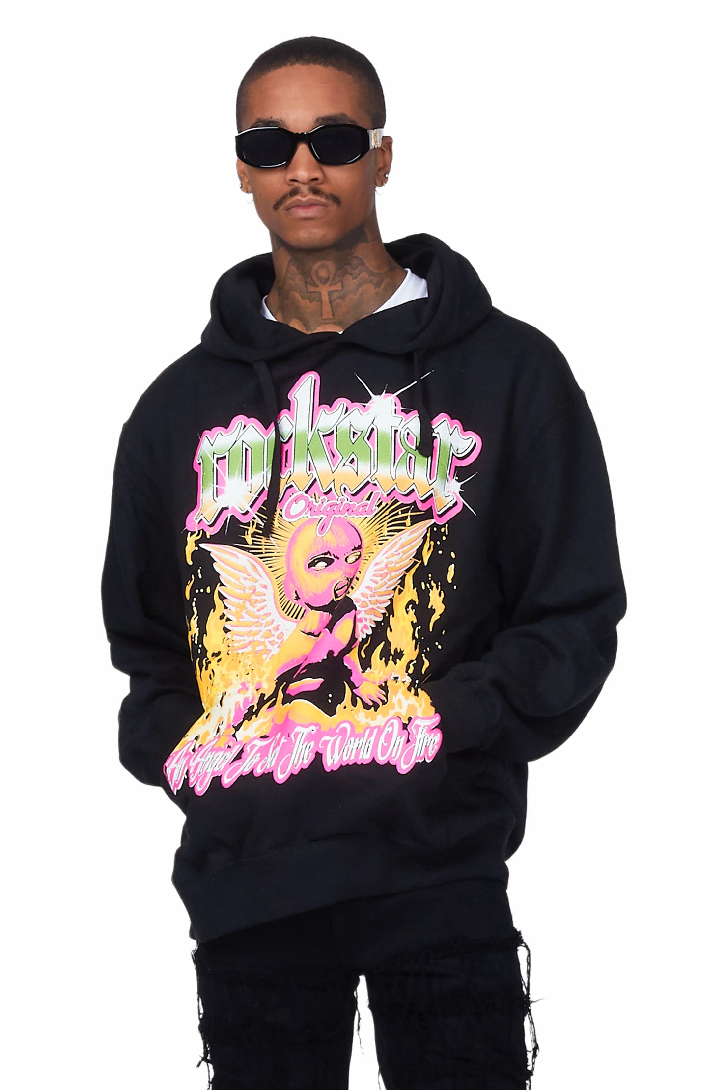 Whitefall Black Graphic Hoodie