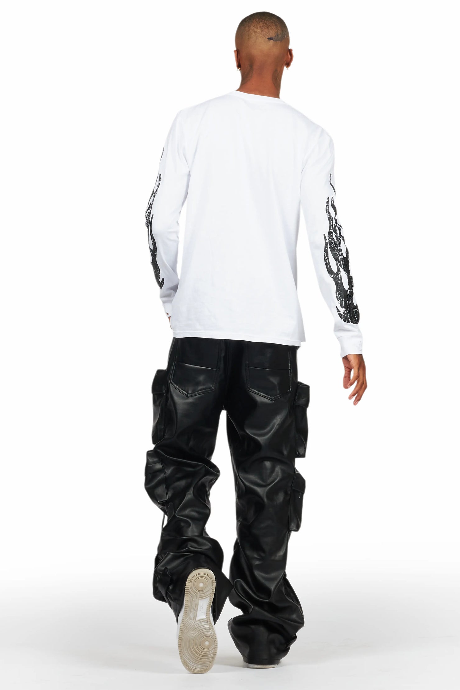 Amos White/Black Long Sleeve Graphic T-Shirt