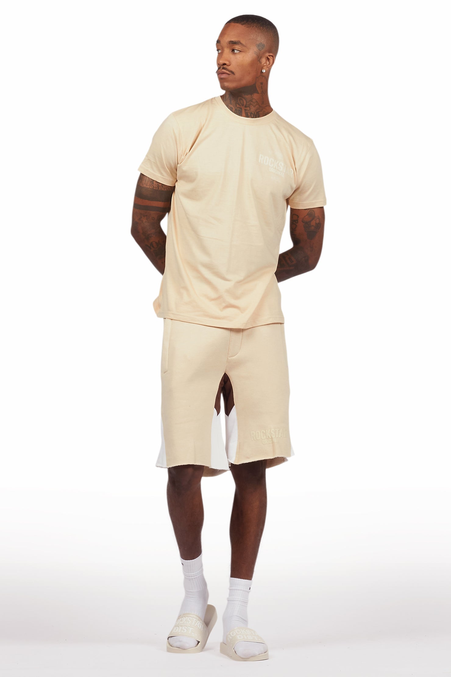 Sana Beige Relaxed T-Shirt/Short Set