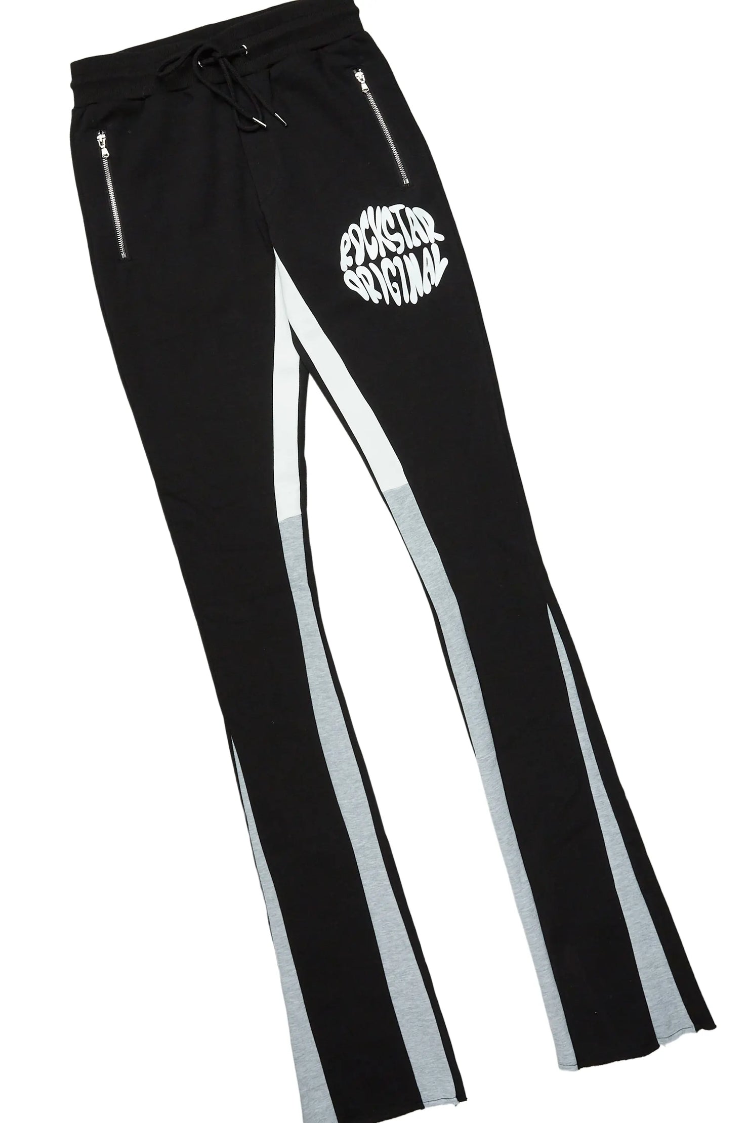 Thierry Black Super Stacked Flare Track Pant Set