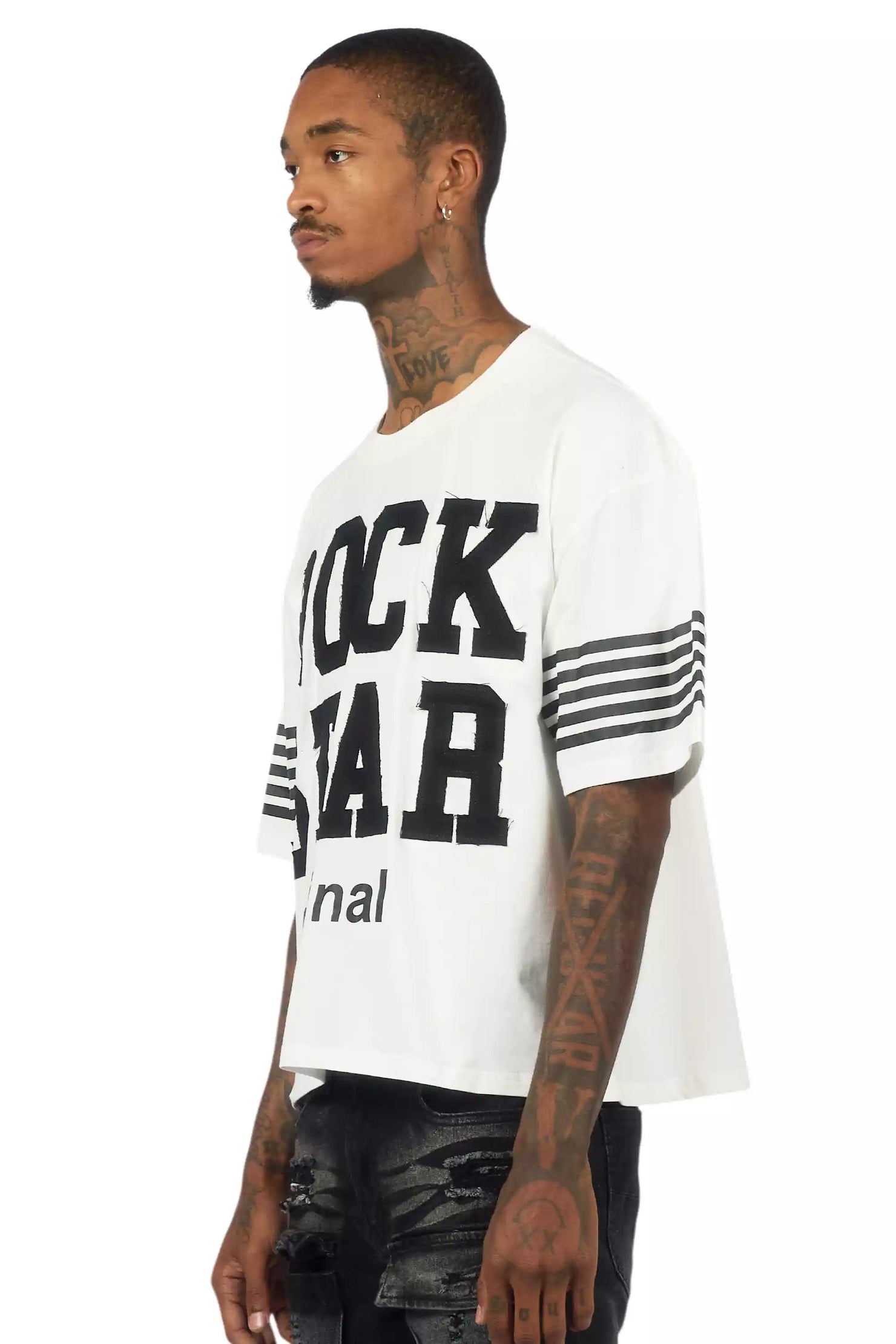 Rulik White Boxy Crop T-Shirt