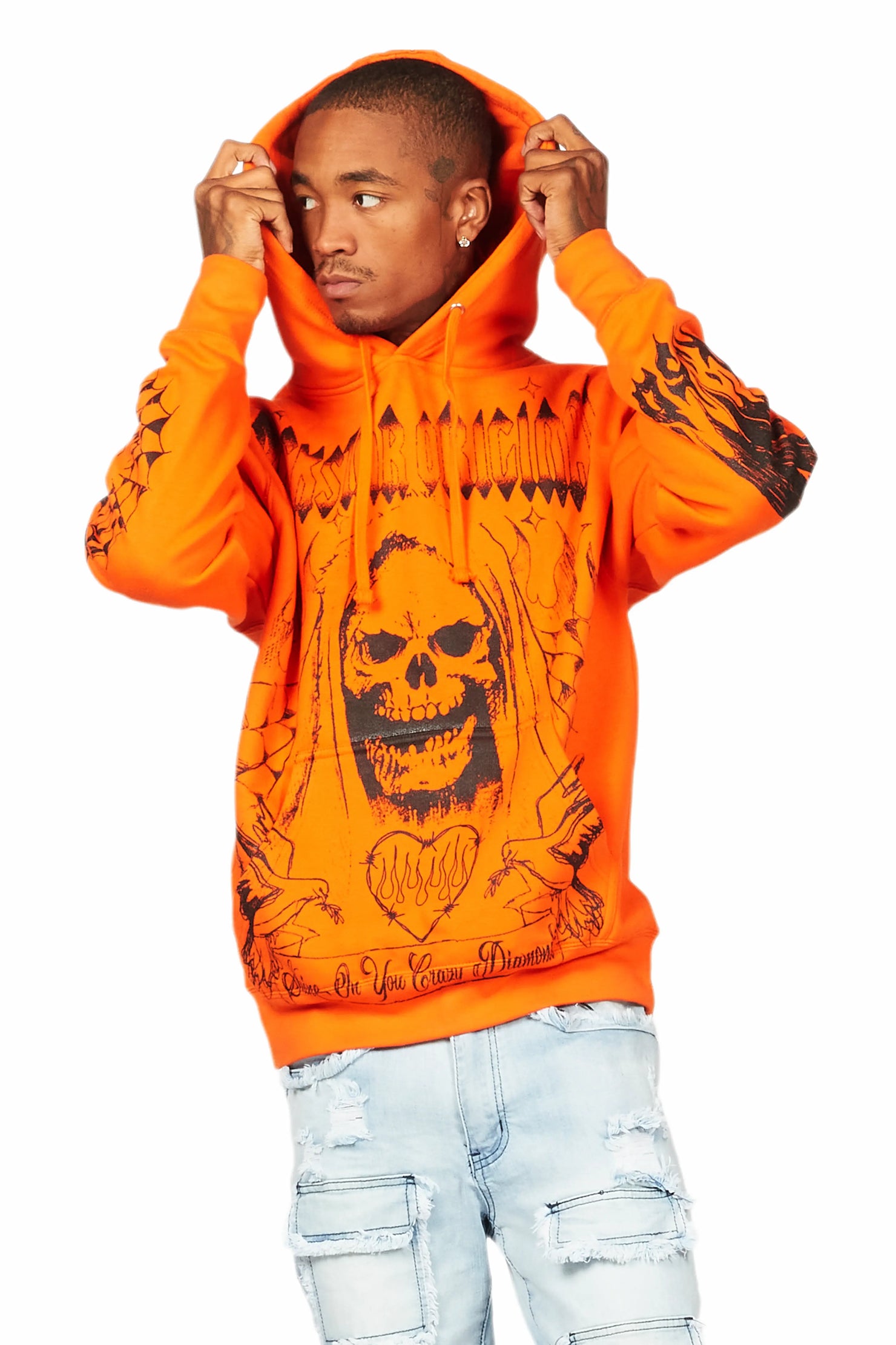 Pogboom Orange Graphic Hoodie