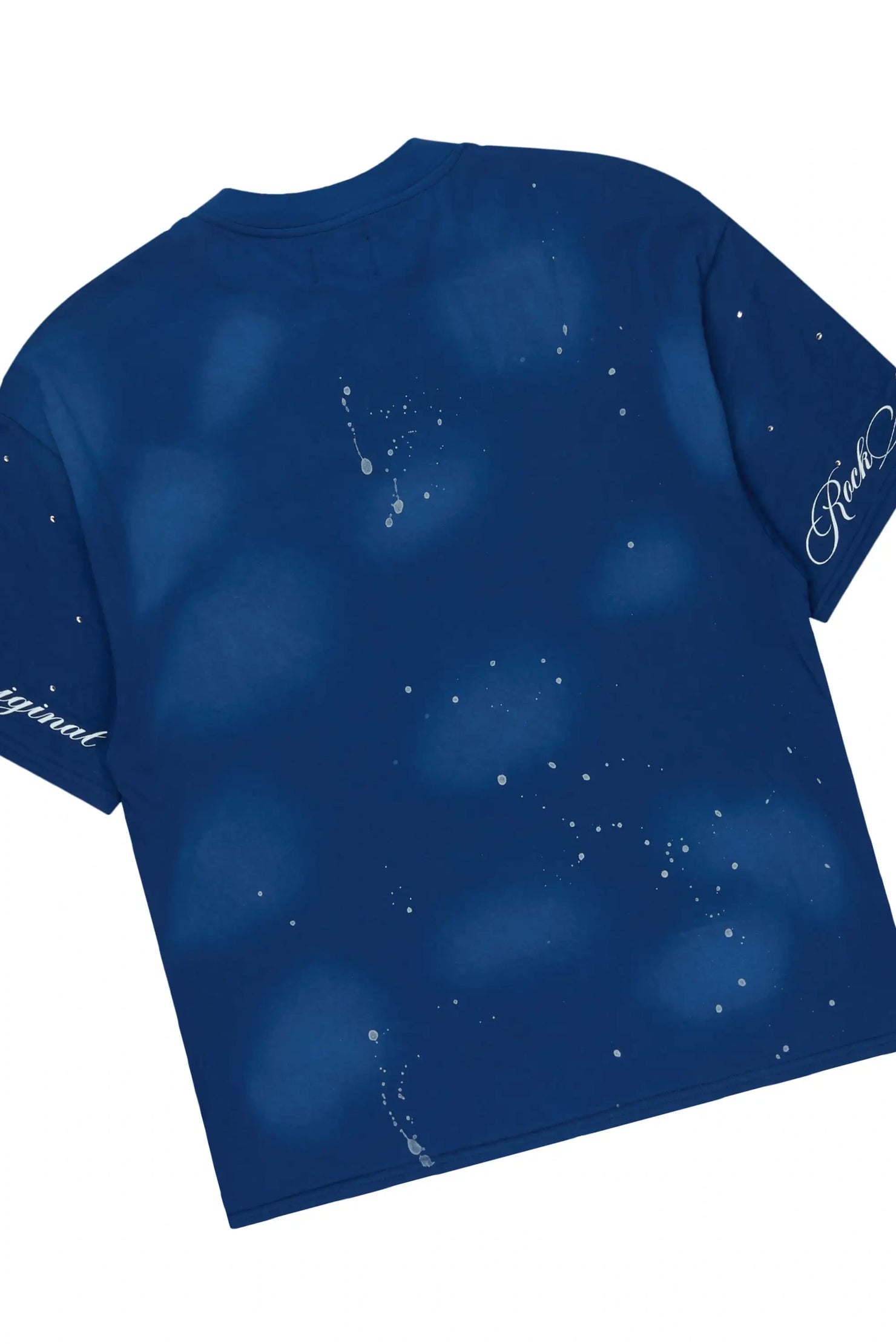 Boys Dripped Navy Rhinestone Oversized T-Shirt/Short Set