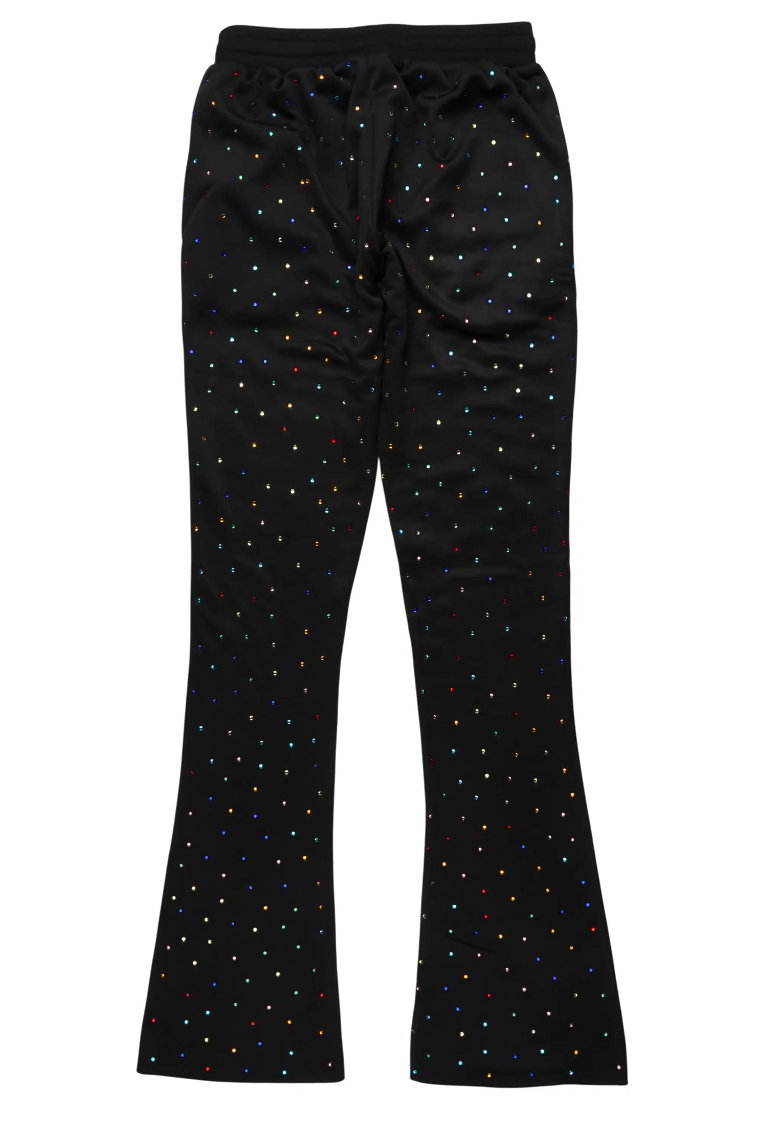 Franchesca Black Rhinestone Stacked Track Pant