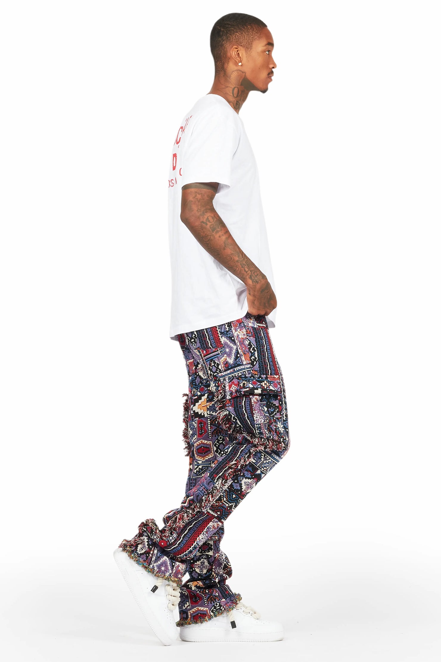 Ayami Purple Slim Tapestry Flare Jean