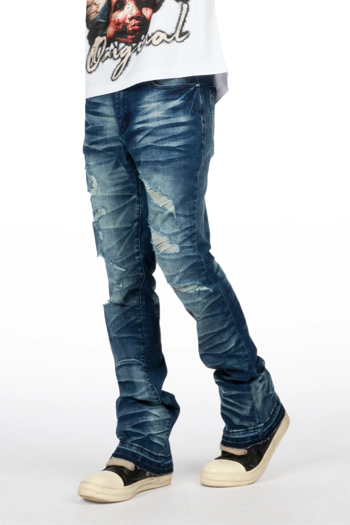 Denning Dark Blue Stacked Jean