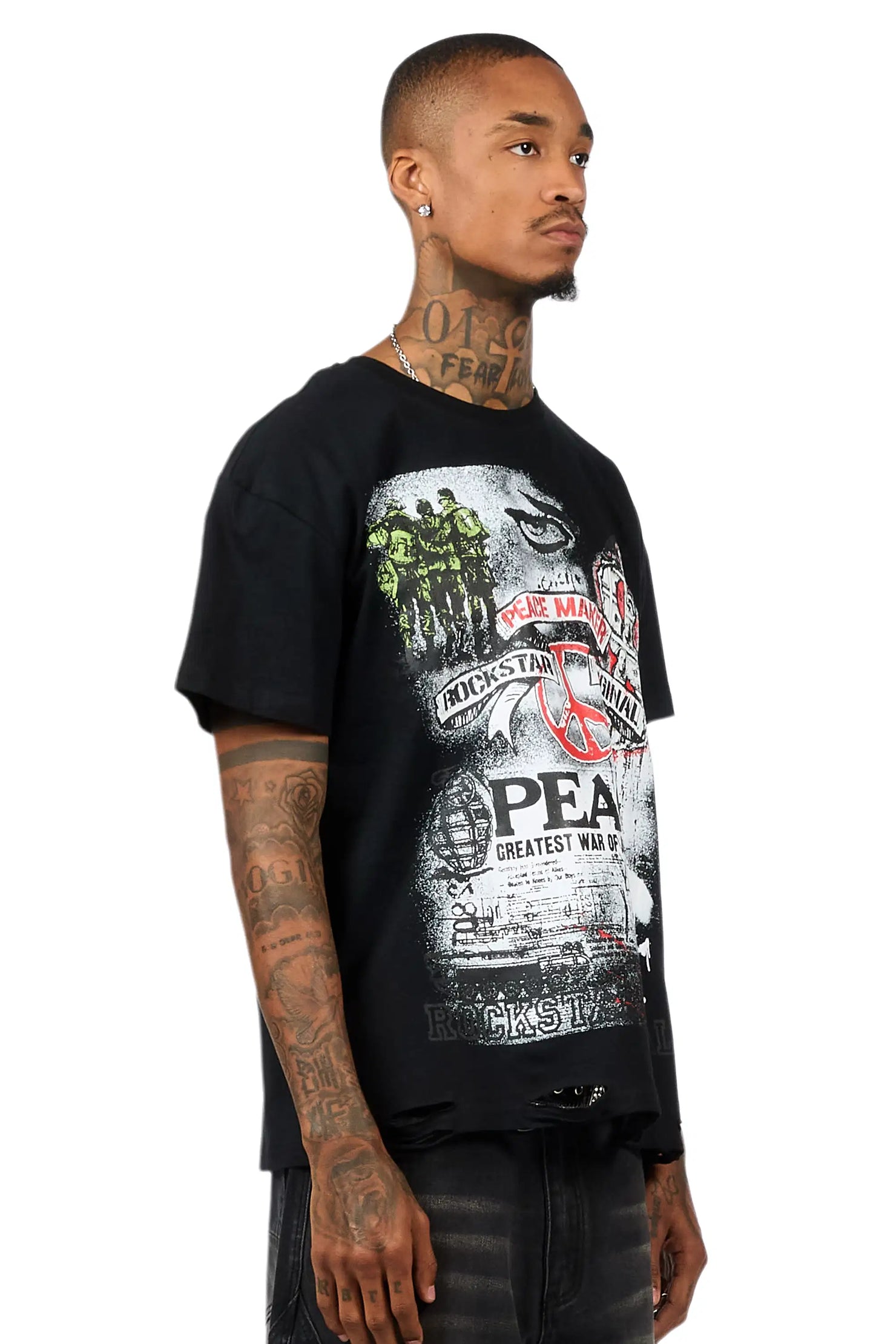 Saeko Black Oversized Graphic T-Shirt